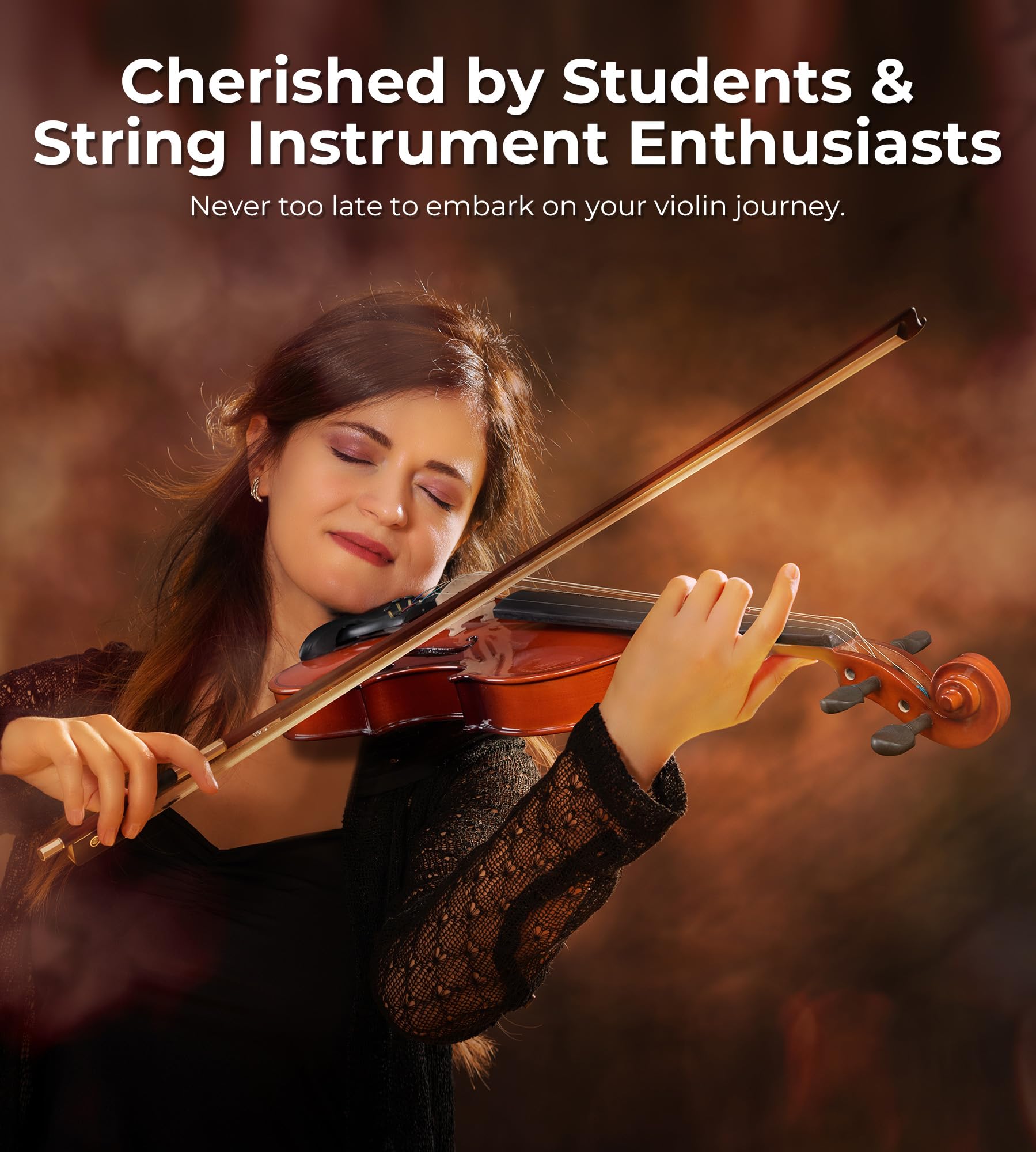 Vangoa Kit violino 4/4 di dimensioni standard per principianti, violino per bambini, adolescenti, età 9+ set di violino con custodia rigida, colofonia, arco, corda, spalliera, guida per tastiera,