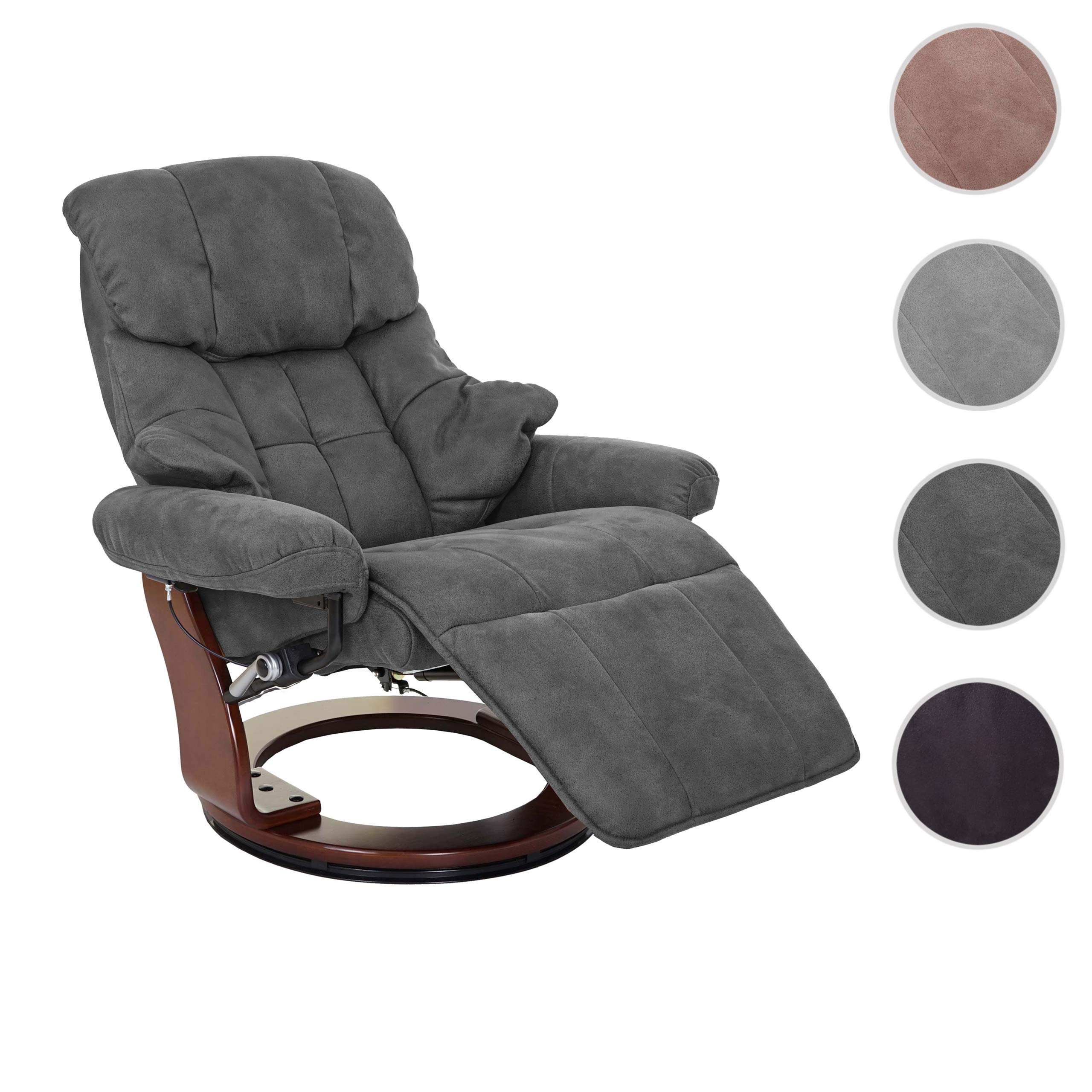 MCA Relaxsessel Calgary 2 - dunkelgrau, Walnuss-Optik | Fernsehsessel, Sessel, Stoff/Textil, 150kg belastbar