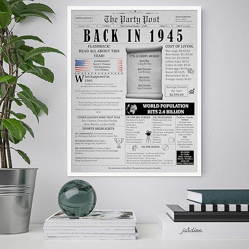 Miniatura 7 de Póster de decoración de fiesta de cumpleaños número 80, tarjeta de aniversario de hace 80 años para mujeres y hombres. Suministros de decoración del