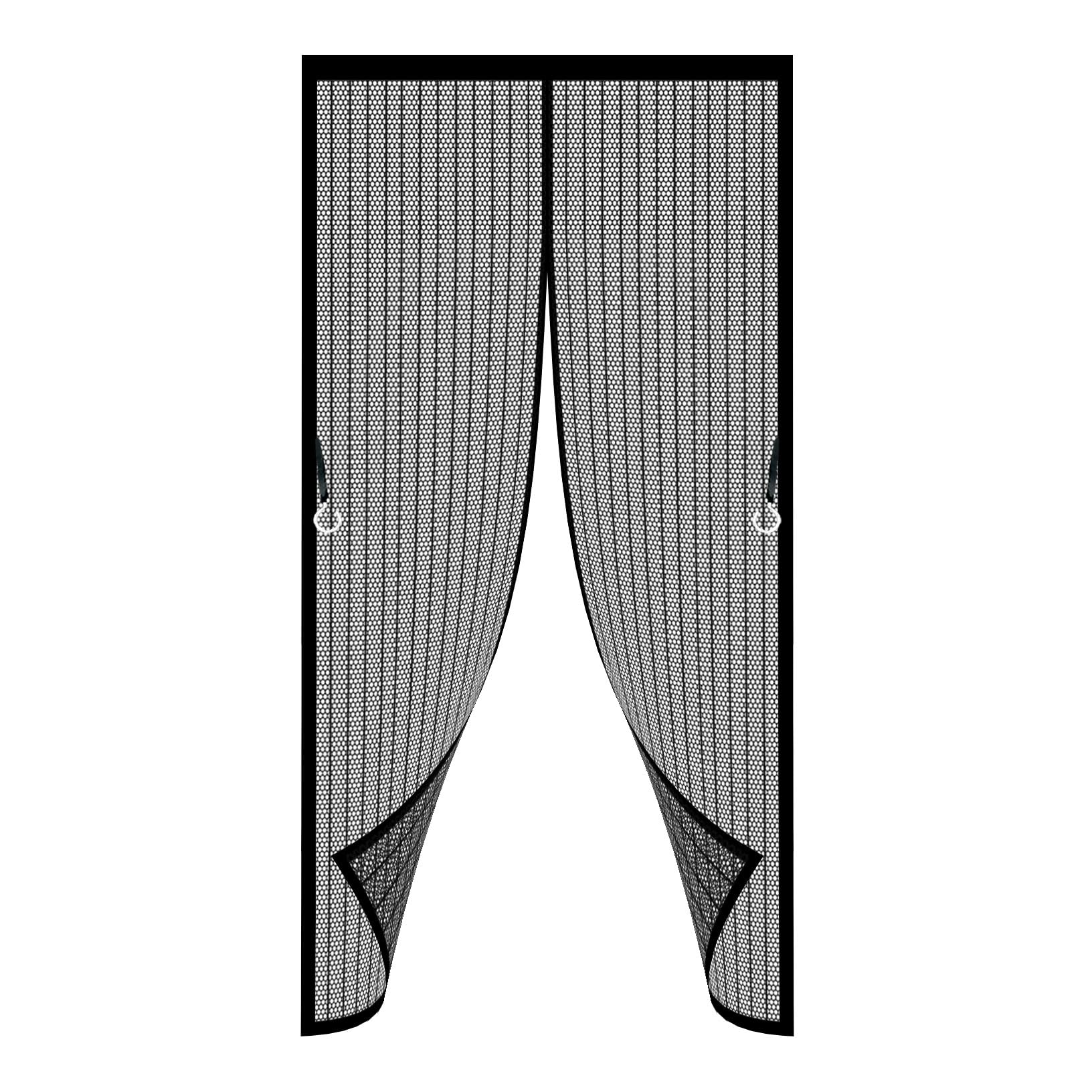Fly Screens for Doors 78 x 216 cm with Powerful Magnets and Full Frame Magic Tape Pet Screen Door Self Sealing No Gap, Pet-Friendly for Home, Office and Store, Black