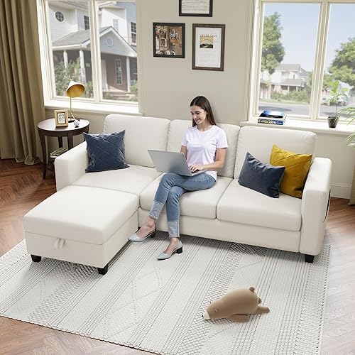 Miniatura 6 de Youmumeub Sofá modular de 79 pulgadas para sala de estar, sofá seccional profundo de 4 plazas en forma de L, fundas extraíbles, adecuado para la