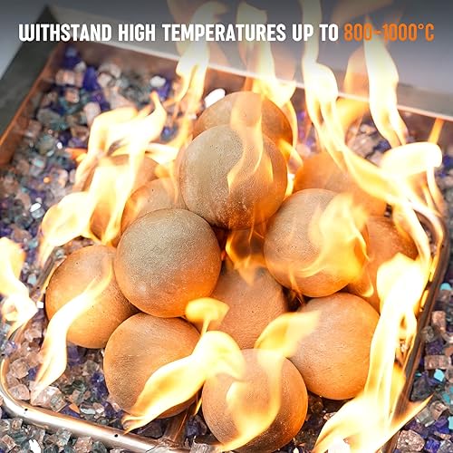 Miniatura 4 de Stanbroil Bolas de fuego de cerámica  Piedras redondas de fuego de 3 pulgadas para hoguera y chimenea  Juego de 15, beige