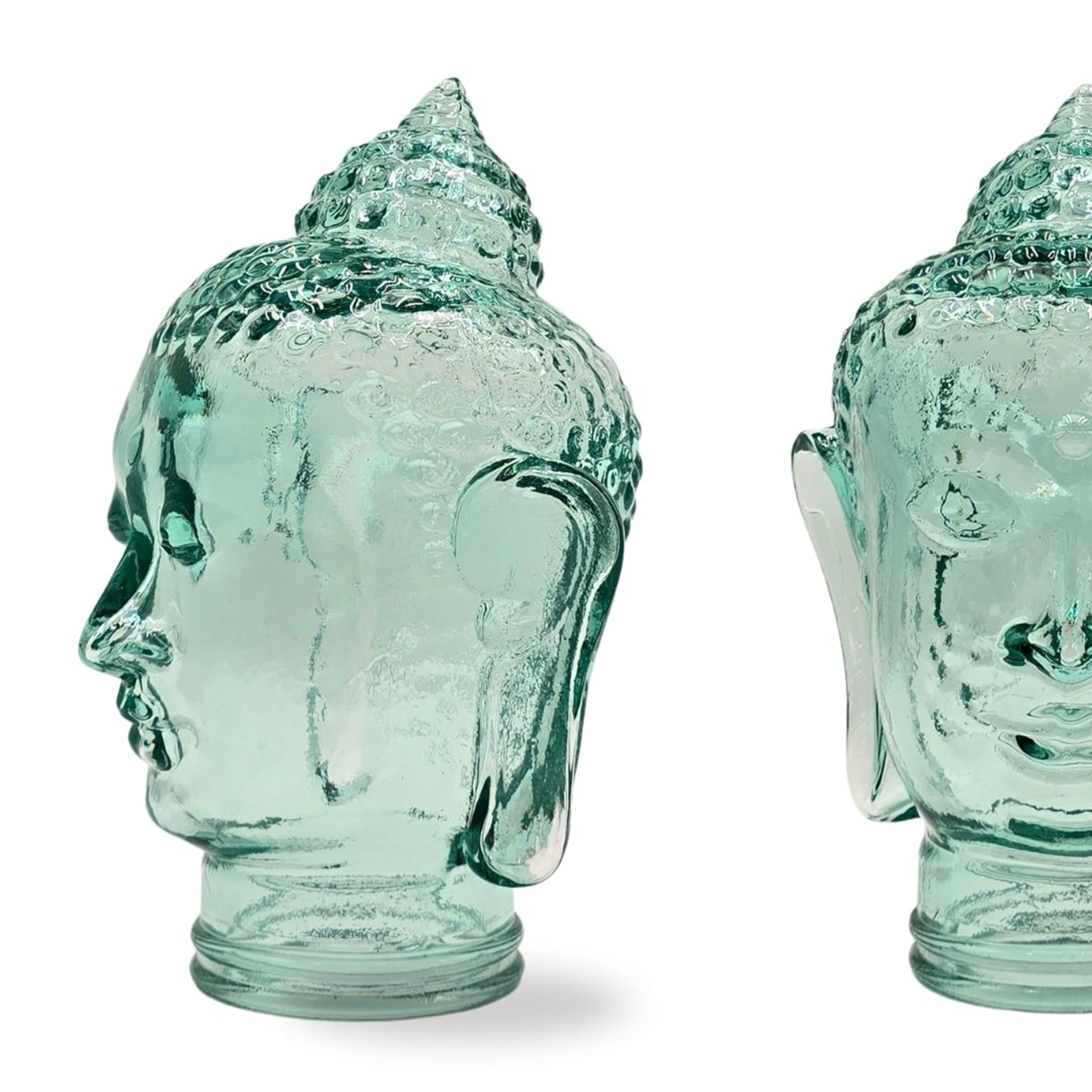 DESIGN DELIGHTS Decorazione a testa di Buddha | in vetro | elegante testa di vetro in stile tailandese per casa, giardino e ufficio - decorazione oggetto di design regalo | Colore: T01 trasparente
