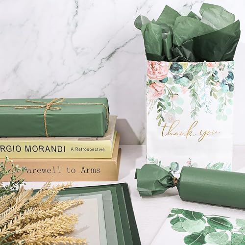Miniatura 5 de Whaline Juego de 90 hojas de papel de seda verde degradado salvia surtido de papel de regalo verde sauce 6 colores de bricolaje para ramo de