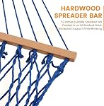 Lazy Daze Hammocks 12FT Double Rope Hammocks, 2 Person Hand Woven Cotton Hammock with Spreader Bar for Outside, Patio, Poolside, FIT 13-15 FT Stand, Max 450 Lbs, Blue, 141 x 57 inches