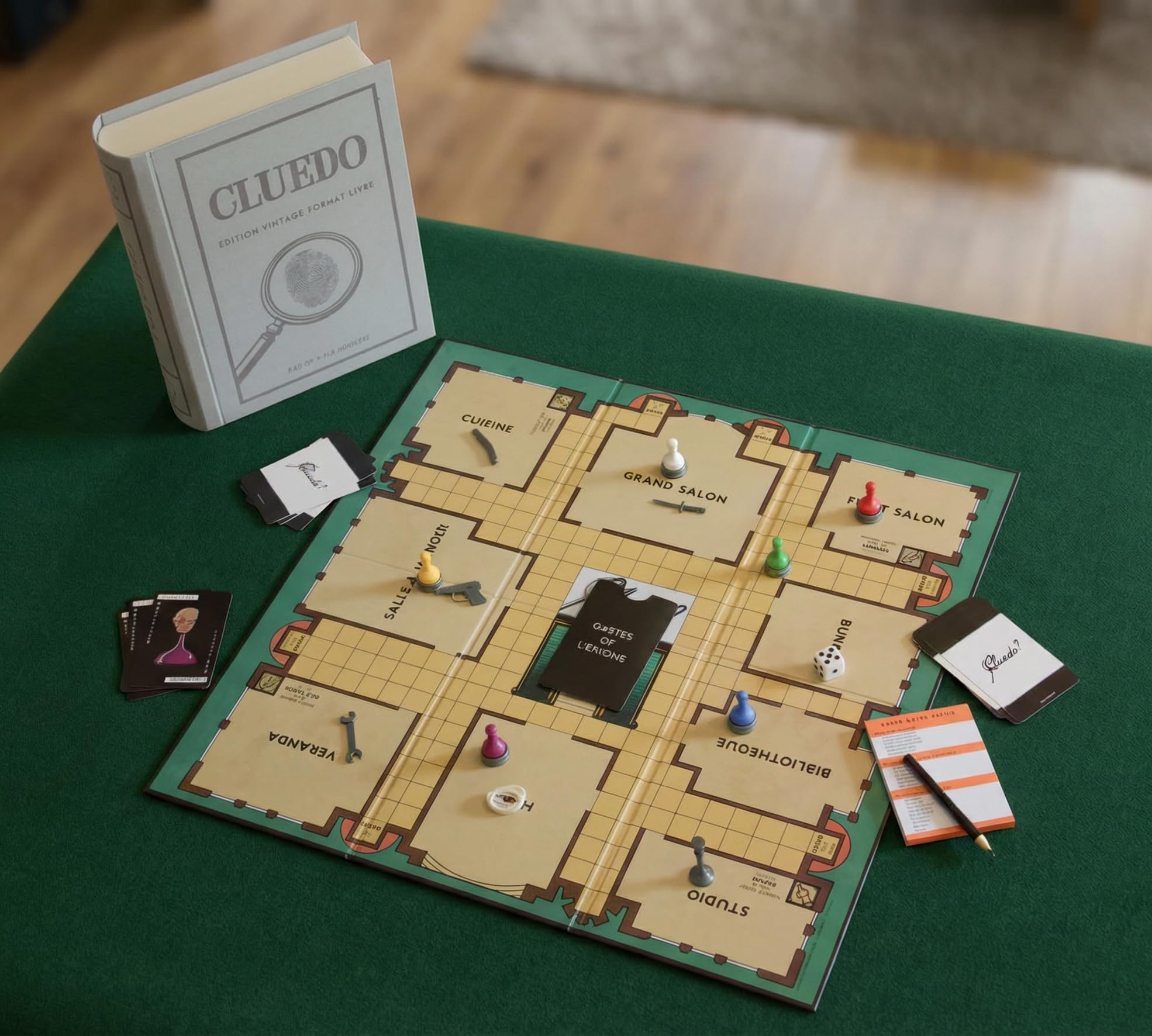 Megableu – CLUEDO Édition Vintage Boite Format Livre - Jeu de Société Classique de Déduction & Enquête pour Famille et Enfants dès 8 Ans - Version Premium Inspirée de 1951-3–6 Joueurs - en Français