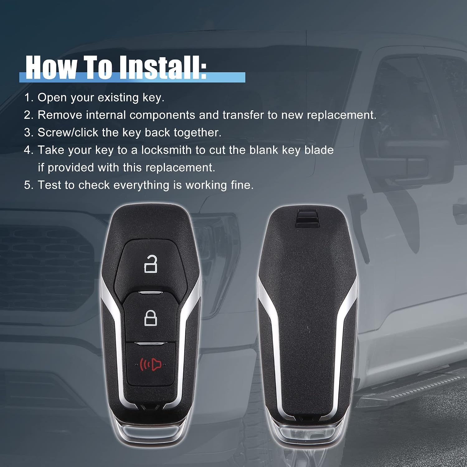 X AUTOHAUX M3N-A2C31243800 Car Key Fob Shell 3 Button Remote Control Key Case Shell Keyless Entry Housing Replacement Black for Ford Explorer 2016-2017