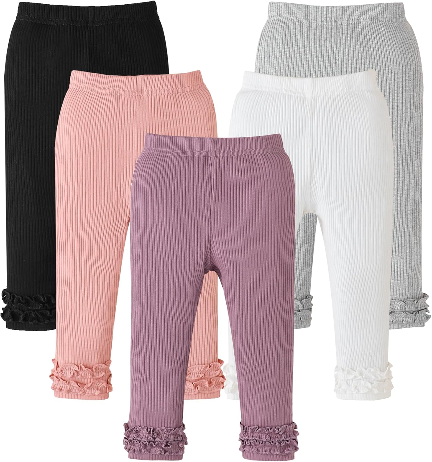 Baby Girl Pants Leggings 5-Pack 0-24 Months Newborn Baby Leggings Toddler Girl Pants 2-3T Bell and Ruffle Bottoms
