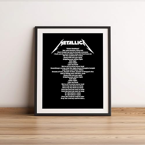 Vista 7 de Classic Rock Song Lyrics Wall Art Print - Typographic Music Decor for Home, Office, Studio & Bar Cave - Framed Wall Art for Music Fans & Enthusiasts