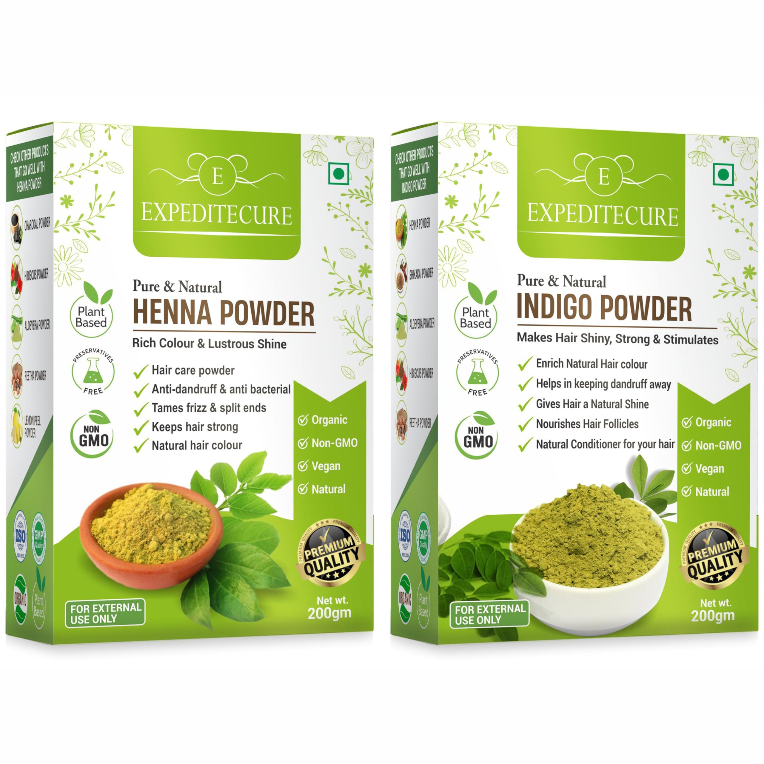 EXPEDITECURE Natural Dye for Black Hair (Indigo leaves powder, Henna Leaves powder combo pack) (200 grams + 200 grams = 400 grams)-picture-38