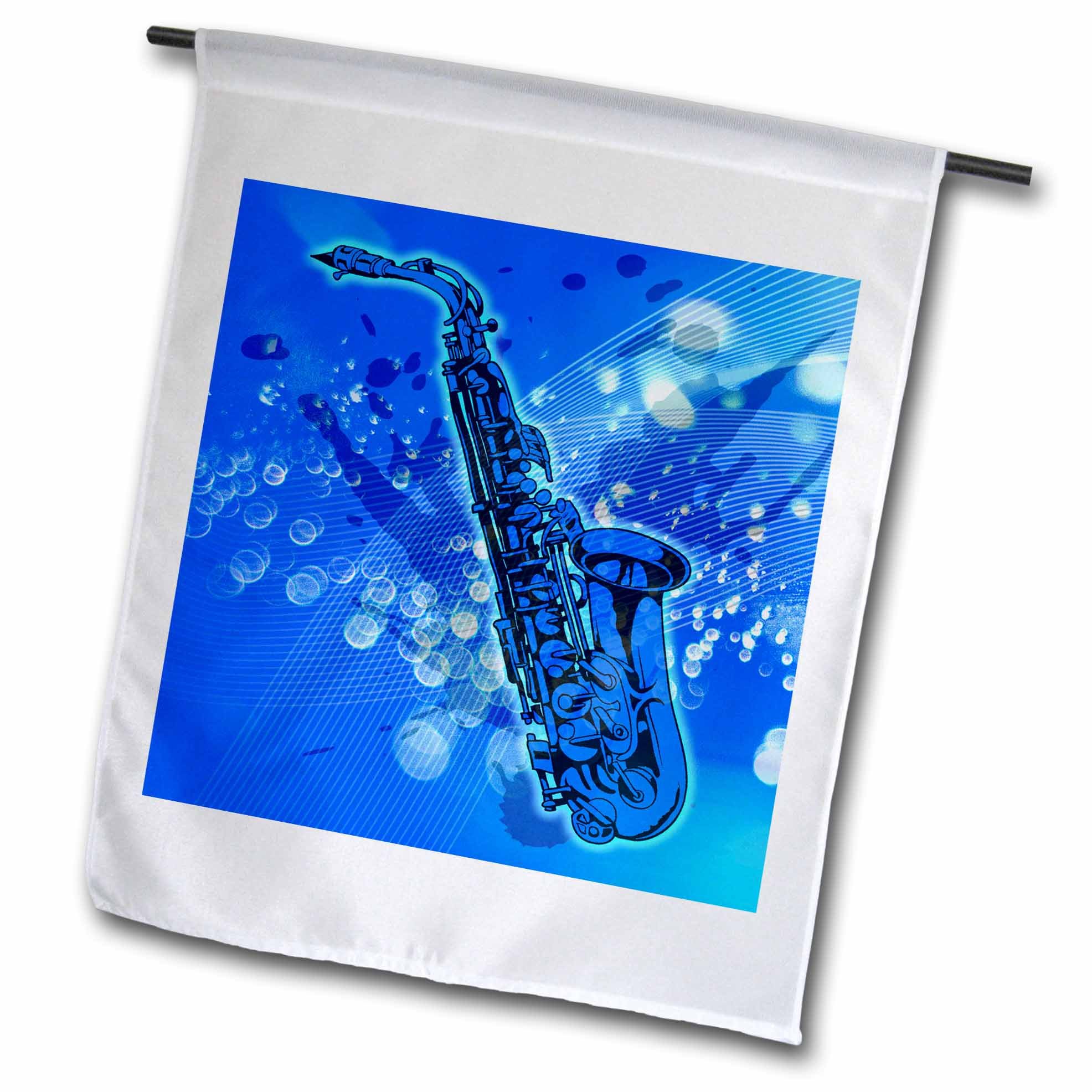 3dRose fl_34480_1 Blue Saxophone Garden Flag, 12 by 18-Inch