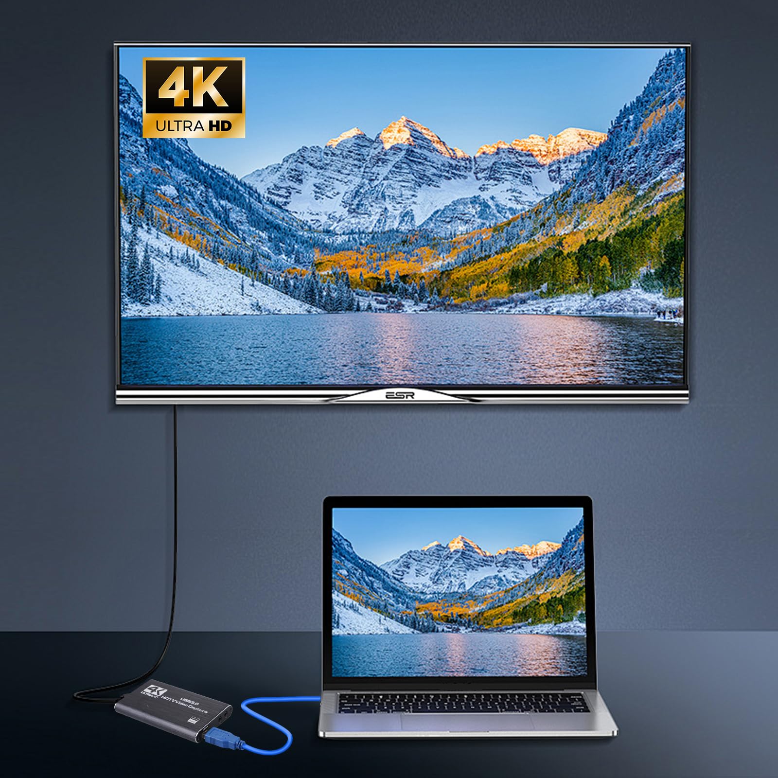 USB 3.0 Video Capture Card 4K HDMI con Loop-Out, 1080P 60FPS Registratore per Streaming, 4K HDMI Capture, Compatibile con PS5, Xbox, Fotocamera, OBS, Plug & Play per PC/Laptop
