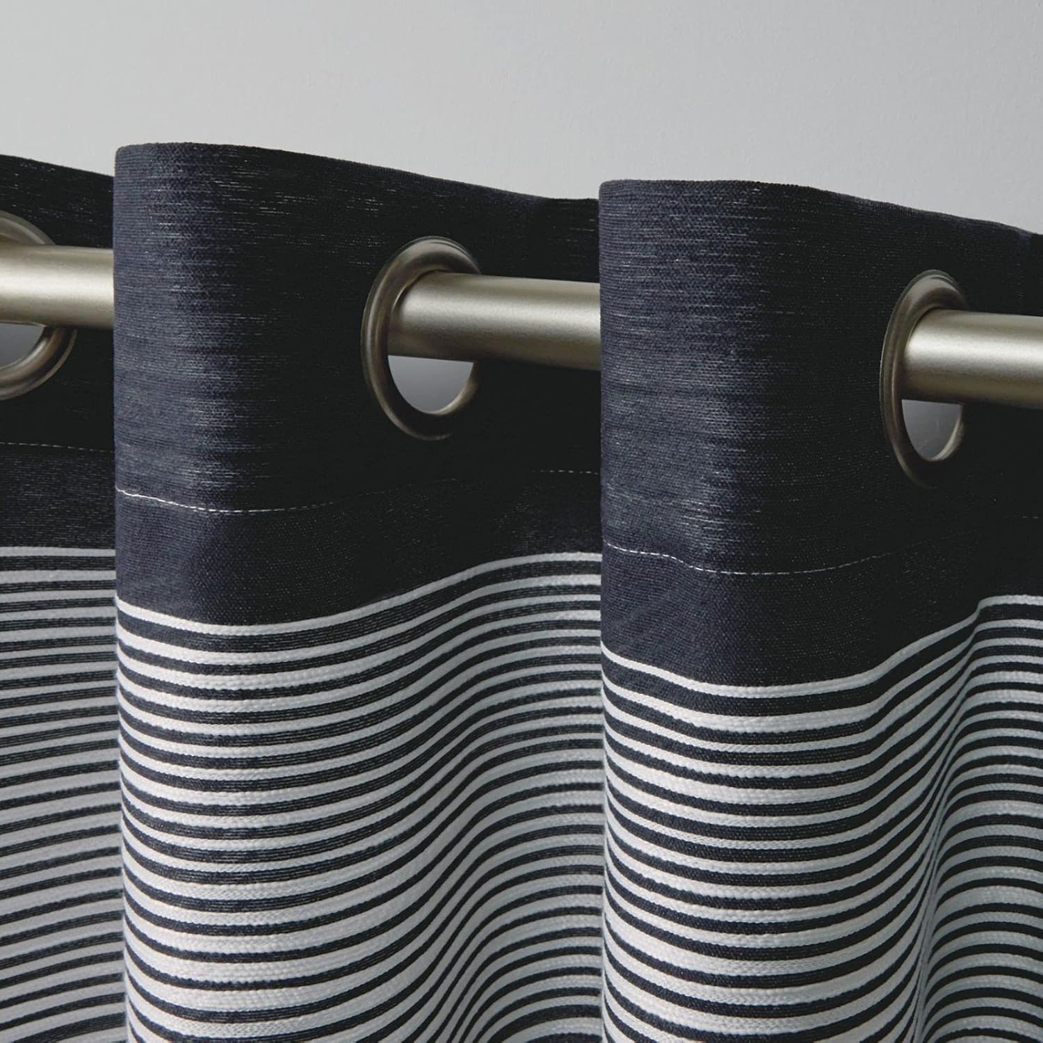 Exclusive Home Curtains Kadomo Striped Grommet Top Curtain Panel Pair, 54x84, Peacoat Blue