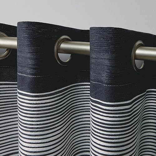 Miniatura 3 de Exclusive Home Curtains Kadomo - Par de paneles de cortinas con ojales en la parte superior, 54x84 pulgadas, azul marino