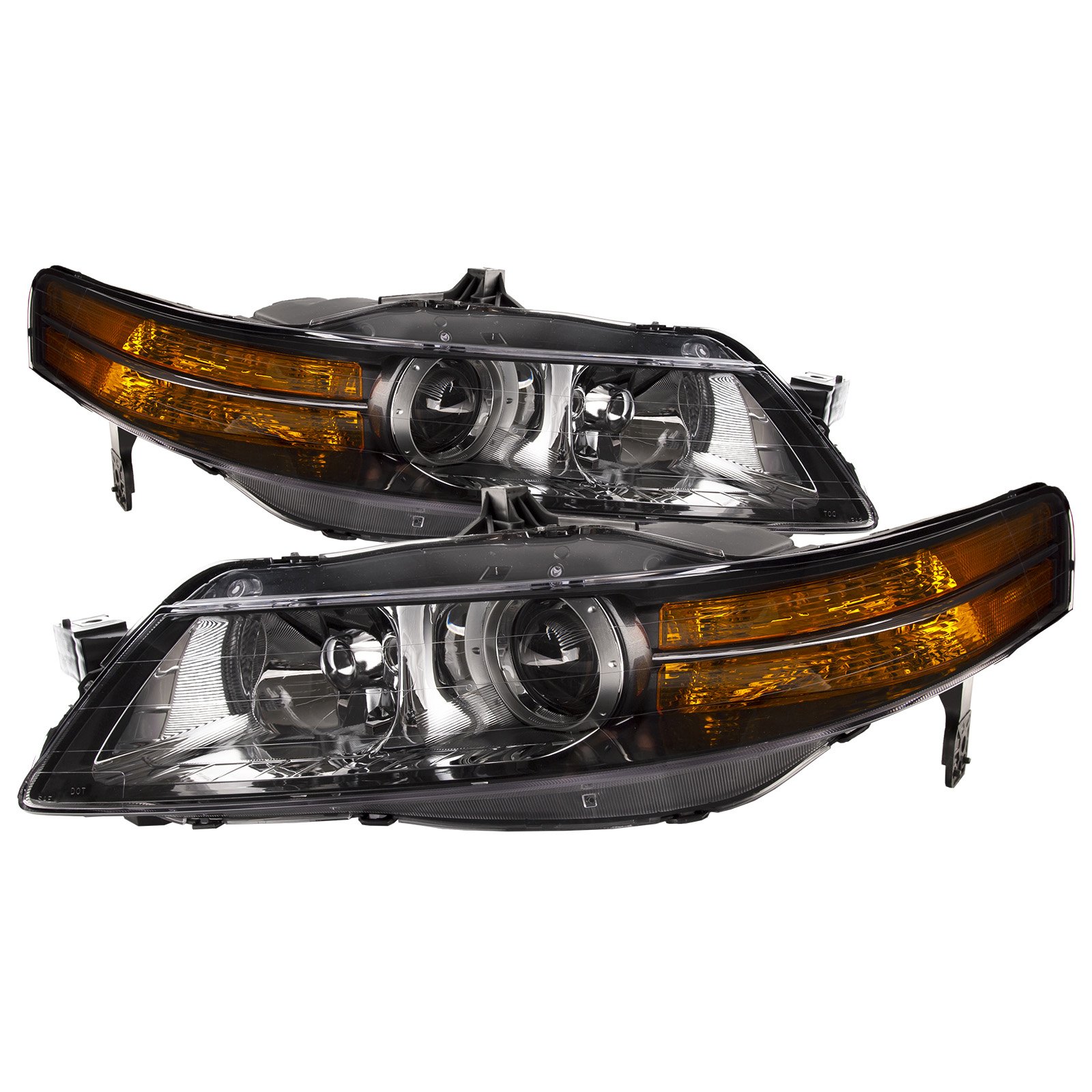 HEADLIGHTSDEPOT Headlight HID Set Black Housing With Performance Lens Left Driver Right Passenger Pair Compatible with 2004-2005 Acura Tl Sedan