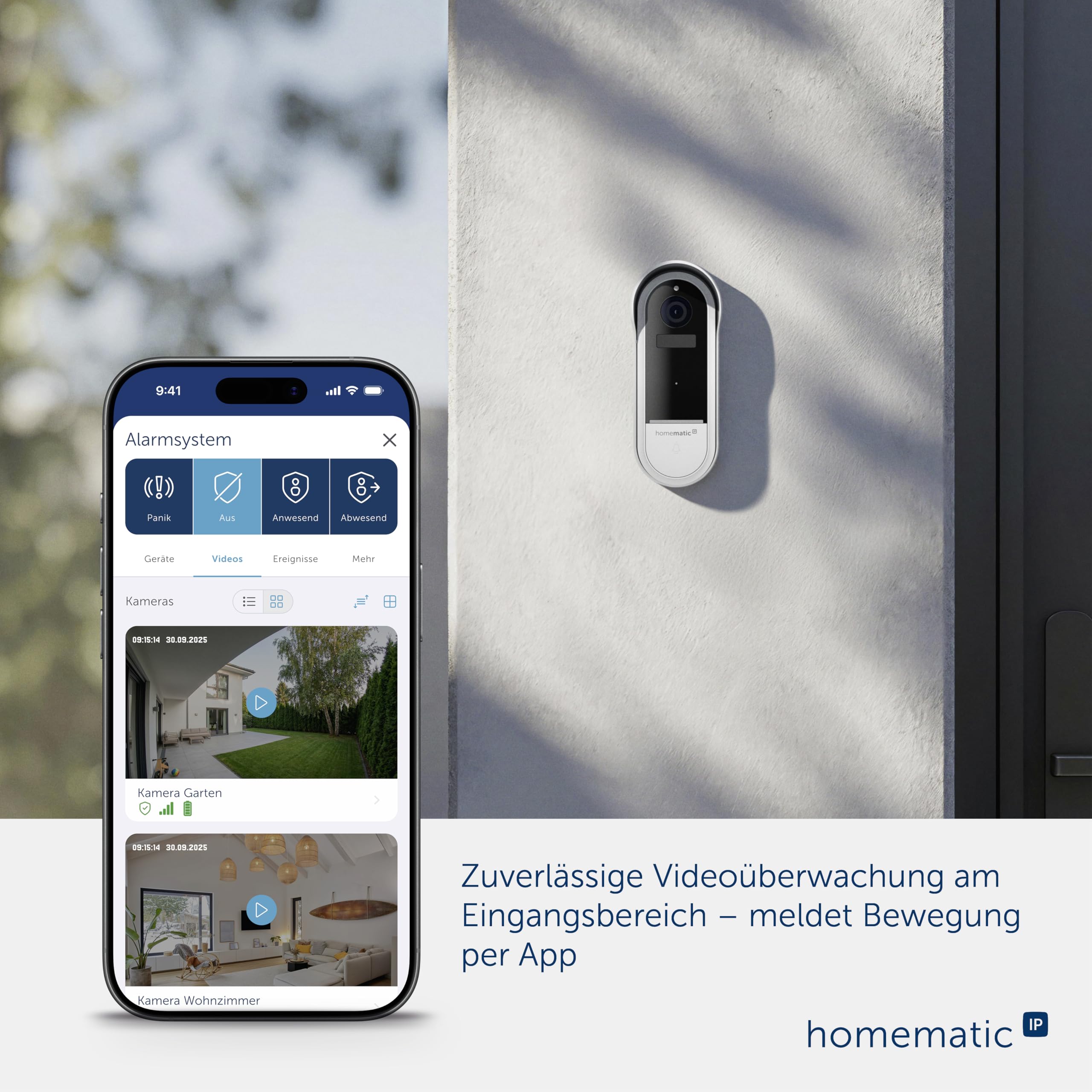 Homematic IP Video-Türklingel, Smart Home, kabellose Türklingel-Kamera mit AI Personenerkennung, Zwei-Wege-Audio, Nachtsicht, 162945A0