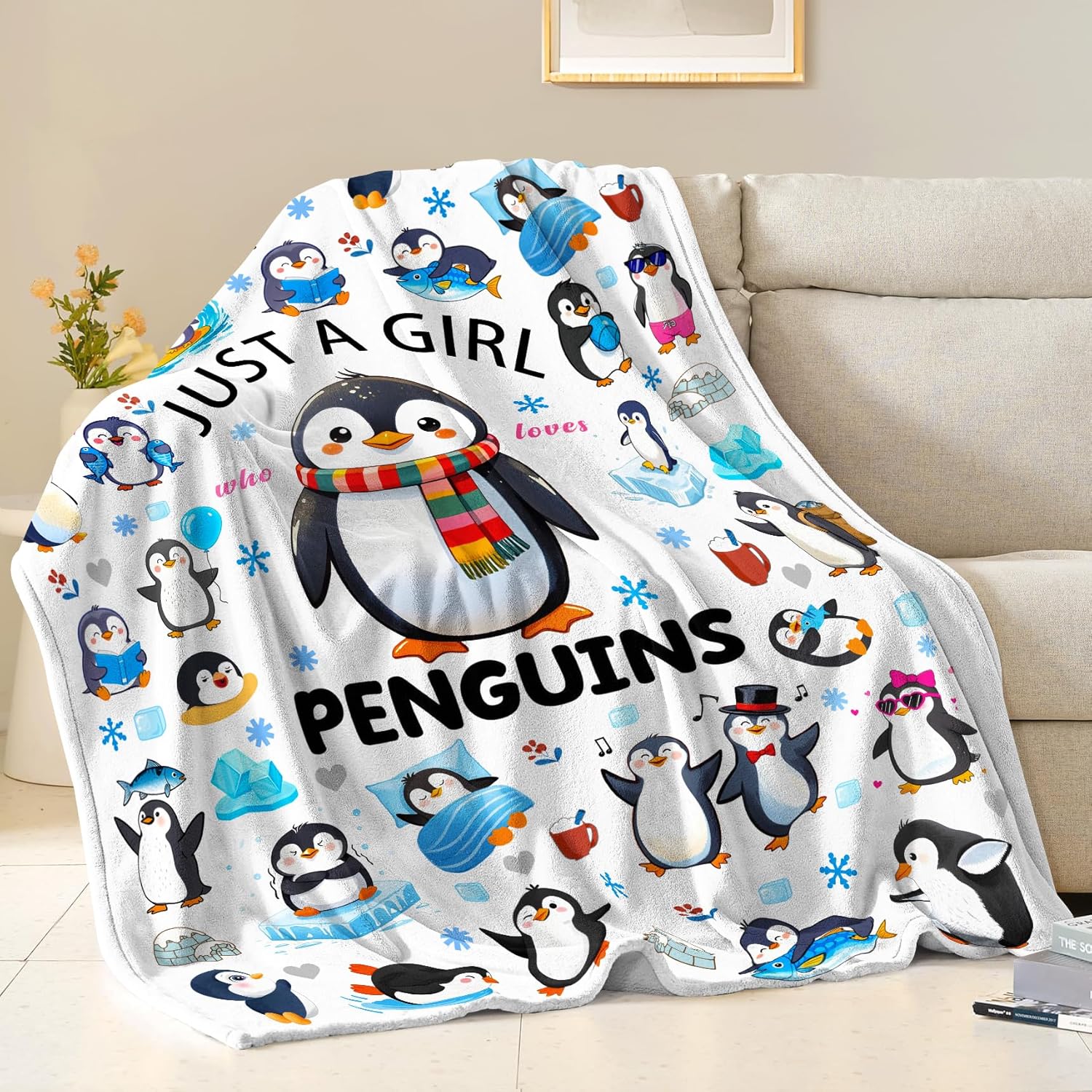 Penguin Blanket Gifts for Girls Women Ultra Soft Flannel Penguin Throw Blanket Penguins Lovers Birthday Gifts Decor Stuff 50" x 40" - Image 2