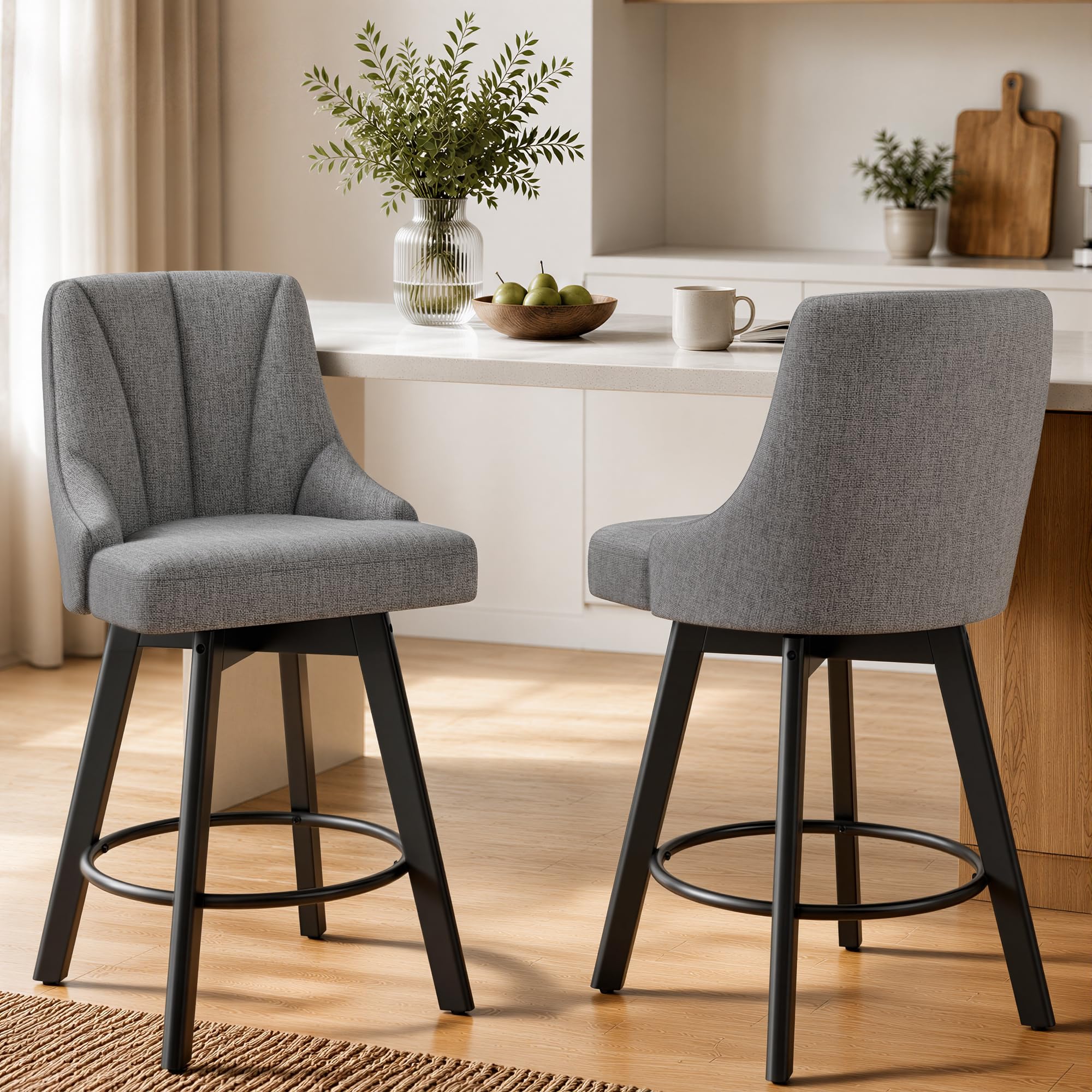 YaFiti Swivel Bar Stools with Backs Set of 2