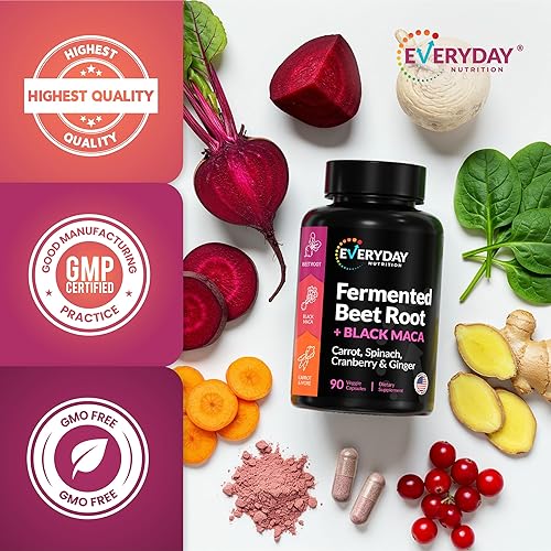 Miniatura 7 de Raíz de remolacha fermentada orgánica, maca negra, zanahoria, espinacas, arándano, jengibre, salud general mejorada para mujeres y hombres,