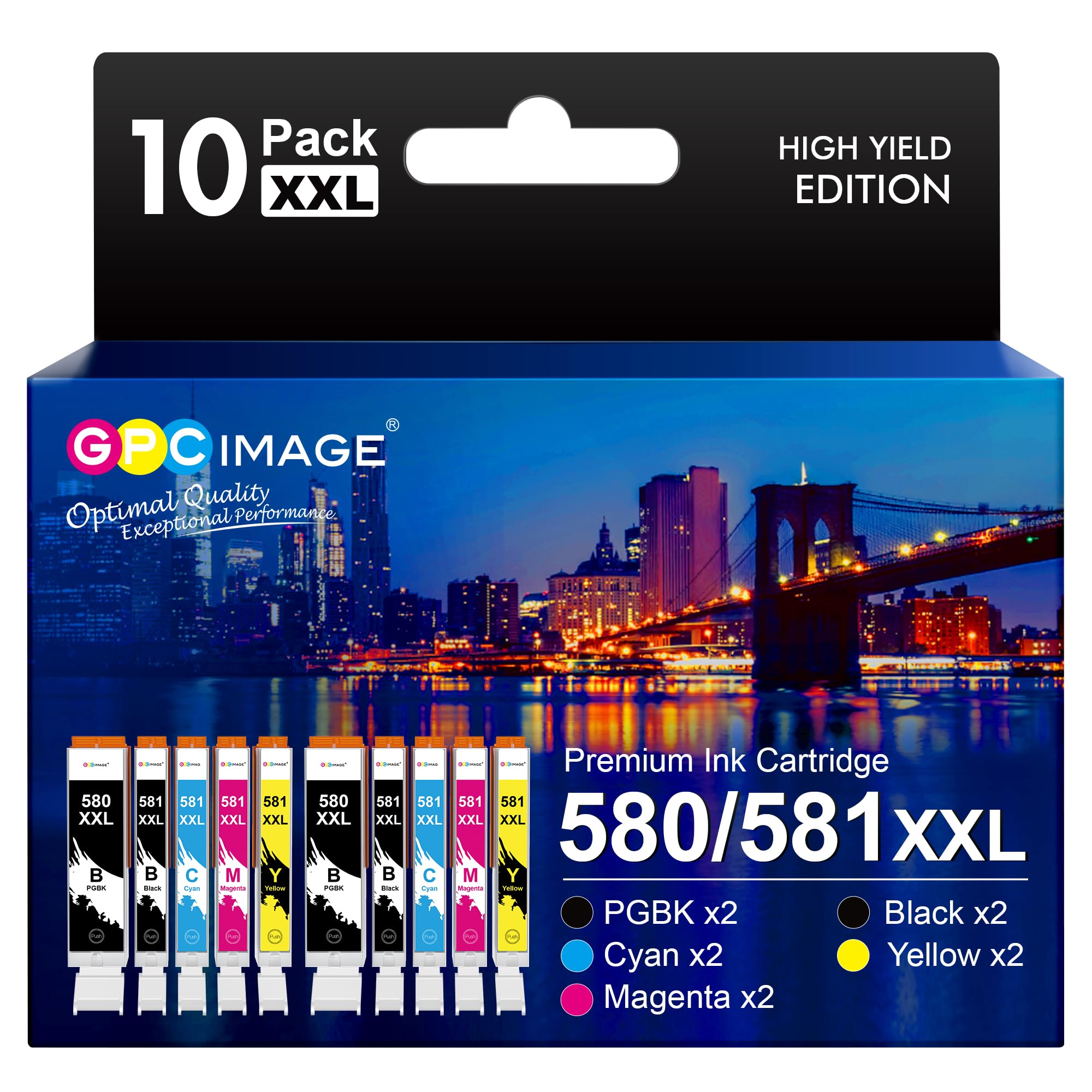 GPC IMAGE 580 581 XXL Druckerpatronen Kompatible für Canon 580 581 Patronen Multipack für Canon Pixma TS705 TR8550 TS6150 TR7550 TS6250 TR8500 TS8251 TS6350 TS9550 TS6151 TS9551 (10er-Pack)