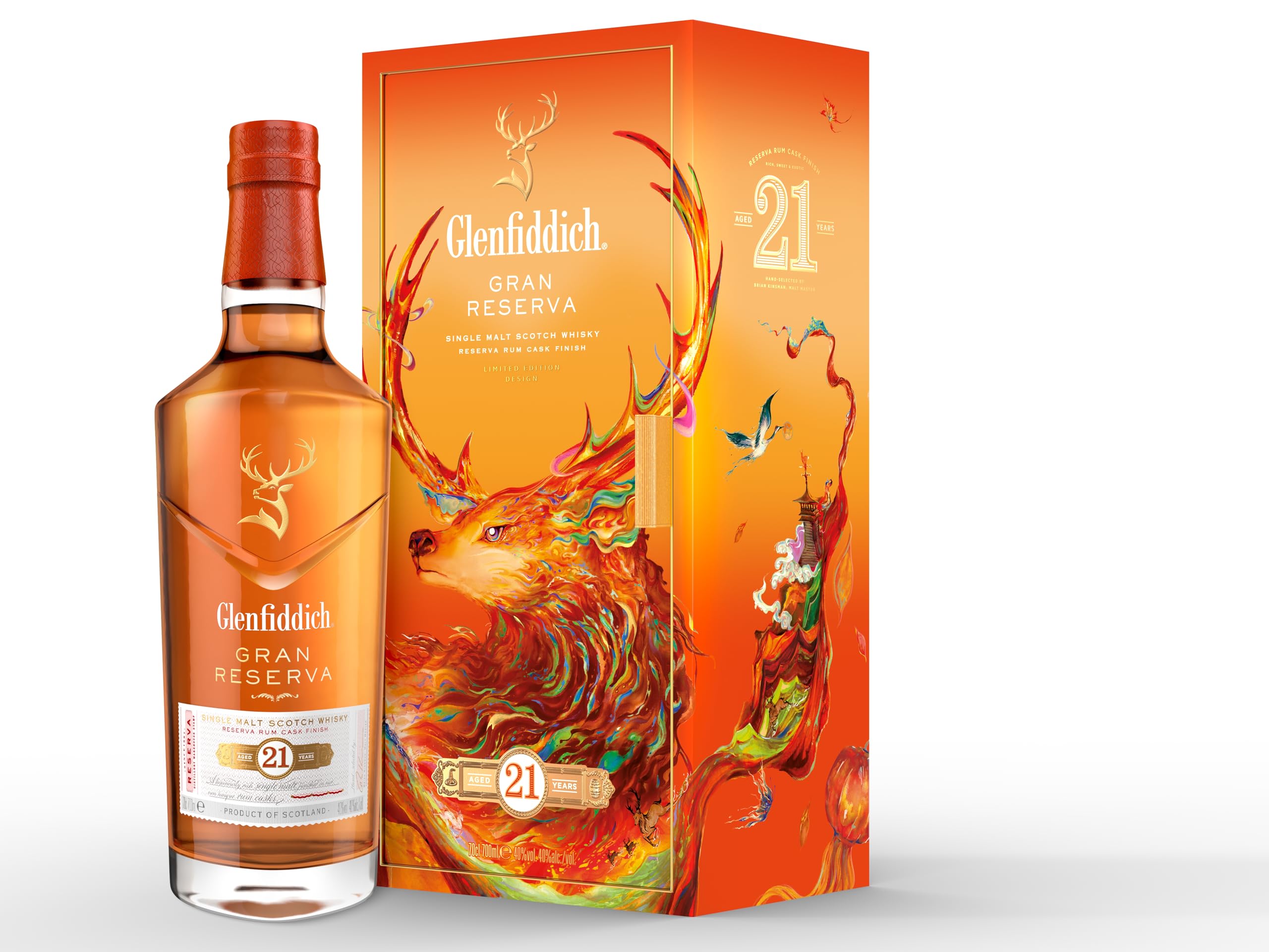 Glenfiddich 21 Jahre Gran Reserva Single Malt Scotch Whisky Reserva, 70cl - Limited Design-Edition anlässlich des Lunar New Year 2025