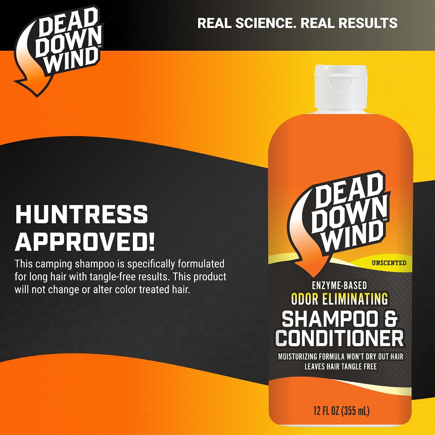 Dead Down Wind Shampoo & Conditioner | 12 oz Bottle | Odor Eliminator, Hunting Accessories | Gentle Shampoo & Conditioner for Hunting | Safe for Sensitive Skin, Orange, Model:121218