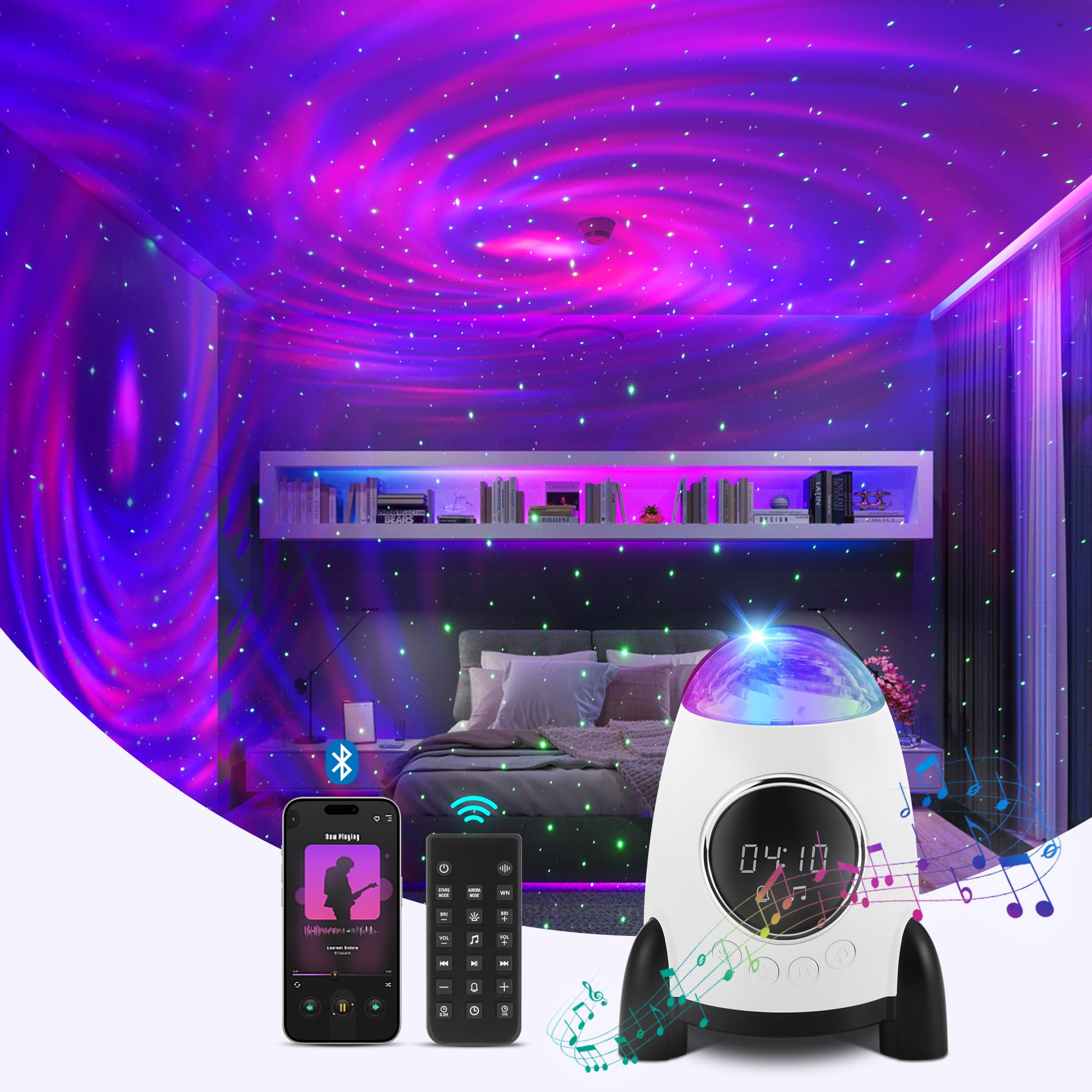 Galaxy Projector, Skylight Ocean Wave Galaxy Light For Adults Kids Bedroom, Star Projector Night Light With White Noise, Timer, Bluetooth Speaker, Coo | NL