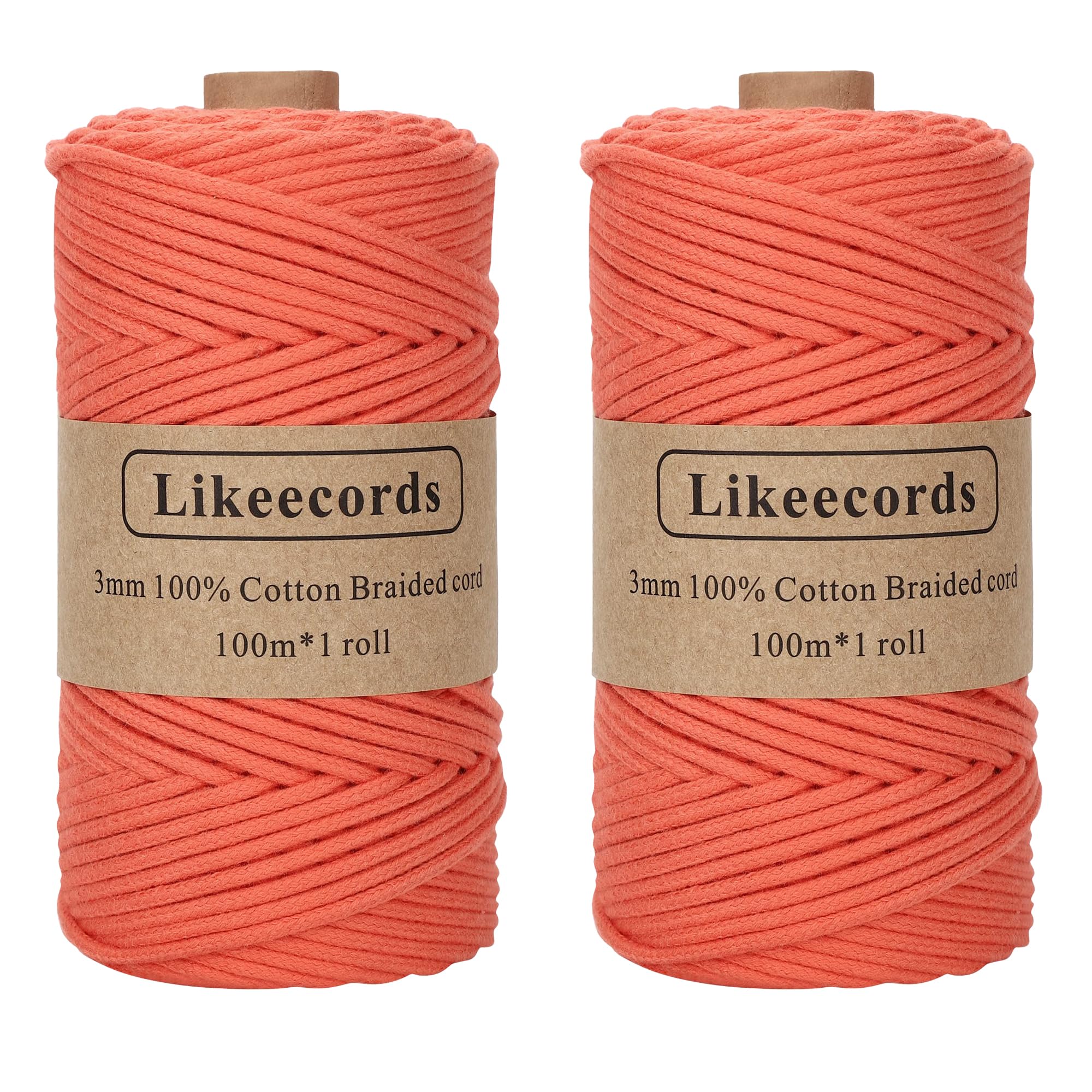 Cordon macramé 3mm sans effilochage fil coton Likeecords robuste pour suspension et sac solide
