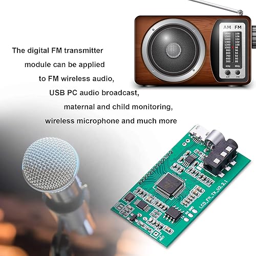Miniatura 6 de Módulo transmisor FM digital de 2 piezas transmisor FM estéreo DSP PLL 76.0-108.0MHz modulación de frecuencia estéreo con pantalla LCD