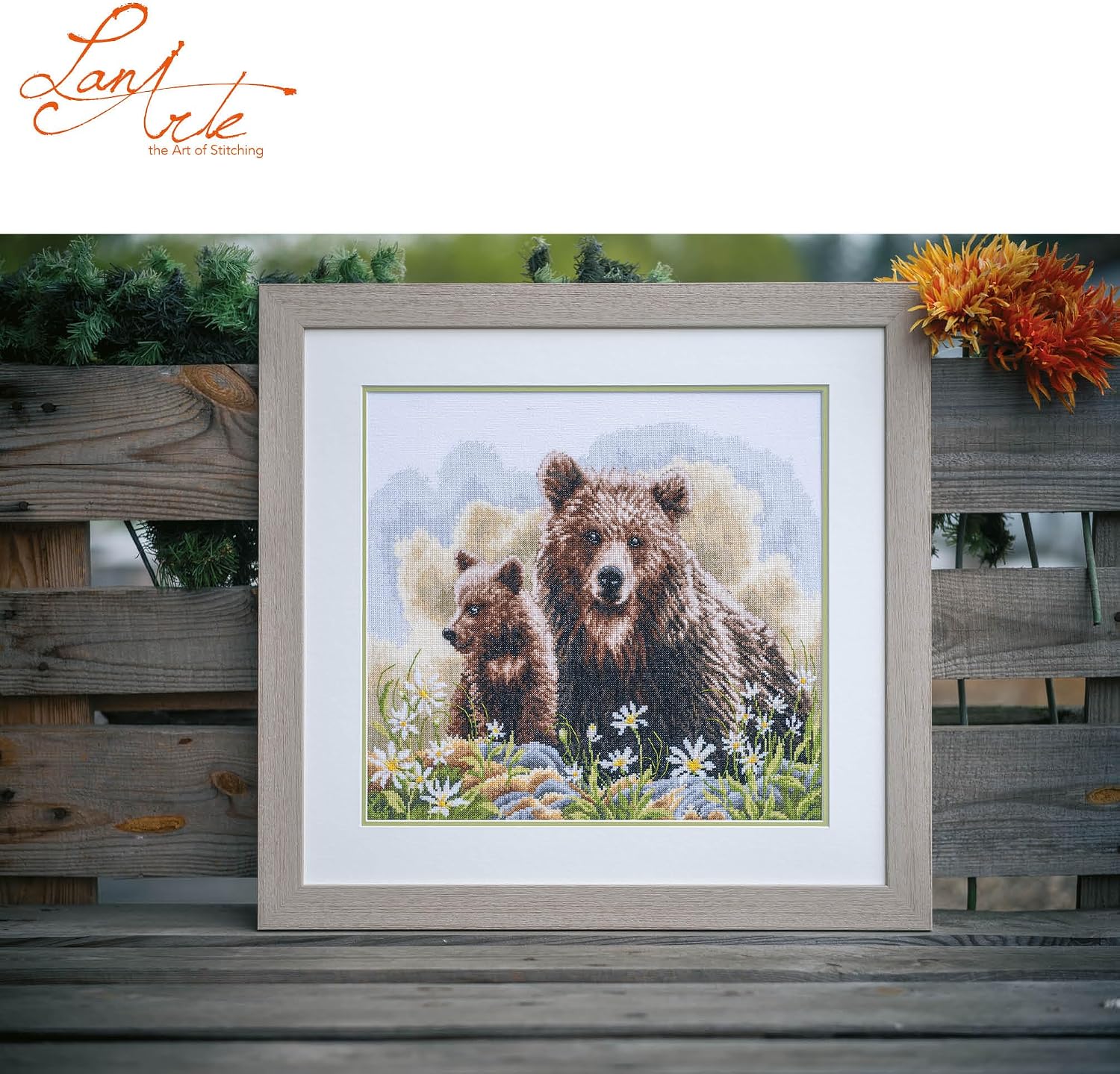 Lanarte Counted Cross Stitch kit Bears in The Woods, 45x34cm, DIY