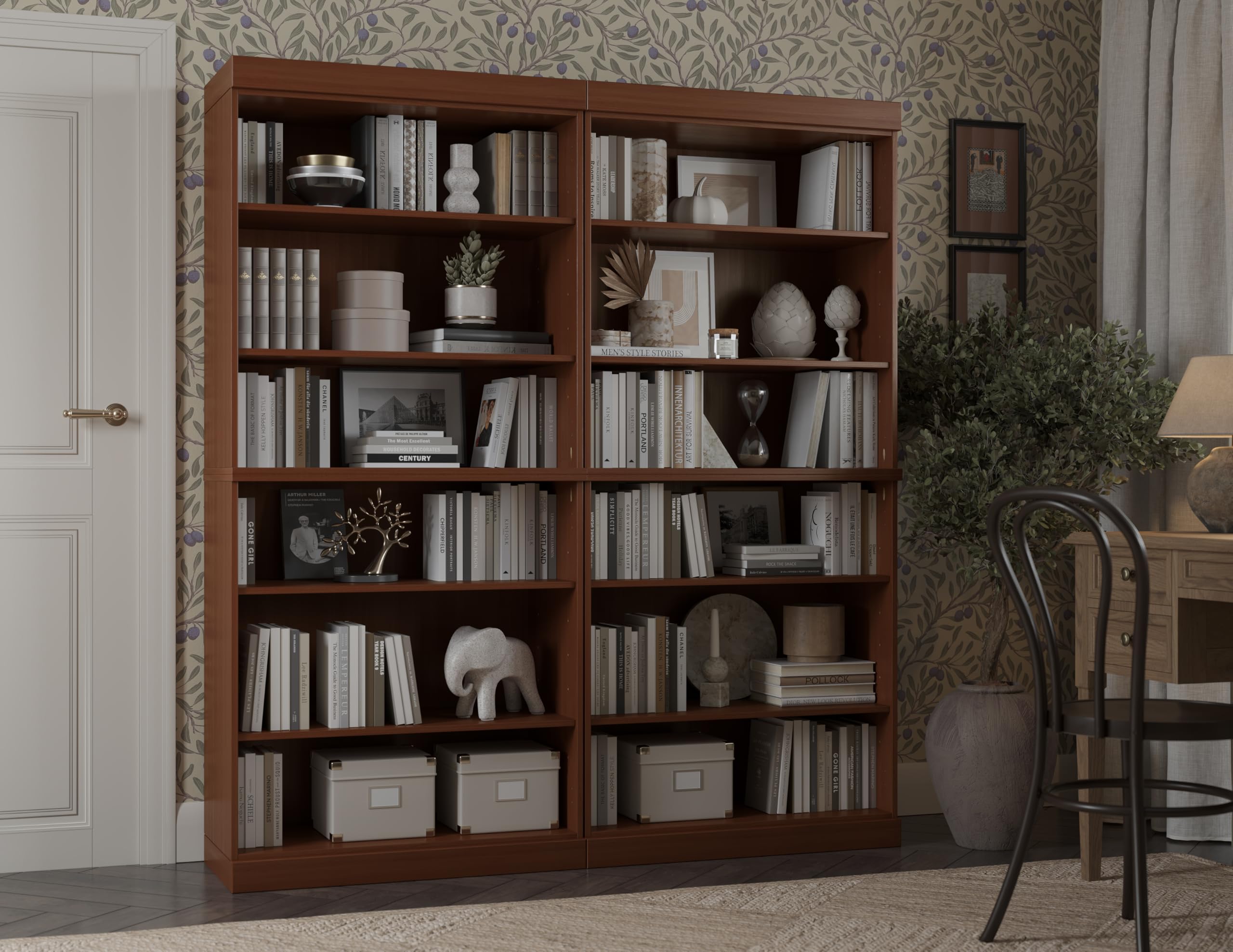 Palace Imports 12-Shelf Solid Wood Bookcase - 64" Wide Wooden Bookshelf - Mocha, Modular Cabinets with Adjustable Shelves - 71.5" Tall Bookcases for Living Room - 100% Eco-Friendly Wood