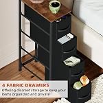 Somdot Narrow Dresser with 4 Drawers, Slim Storage Organizer Chest of Drawers with Removable Fabric Drawers for Small Spaces Bathroom Closet Bedroom Laundry, Black Rustic Brown