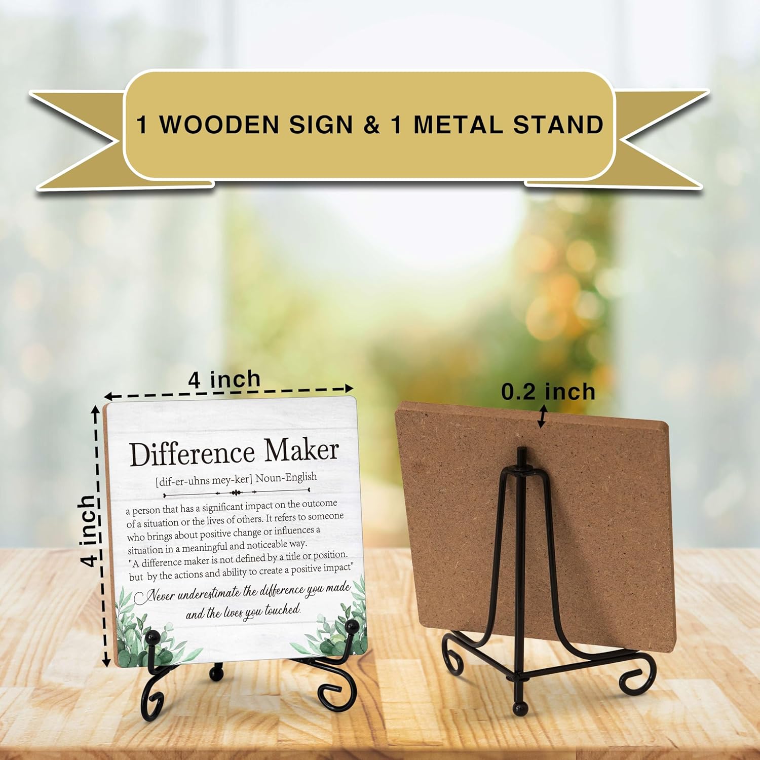 Difference Maker Gift, Inspirational Gifts Coworker Gifts For Women, Therapist Favors, Office Christmas Gift, Wood Plaque Sign With Stand - Image 2