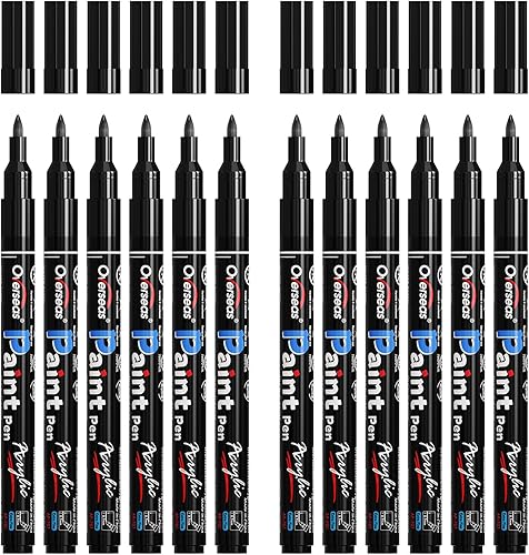 Miniatura 11 de Marcadores de Pintura Overseas - Marcadores Permanentes Blancos de Pintura Acrílica, Juego de 12, a Base de Agua, Impermeables, Punta Extrafina de