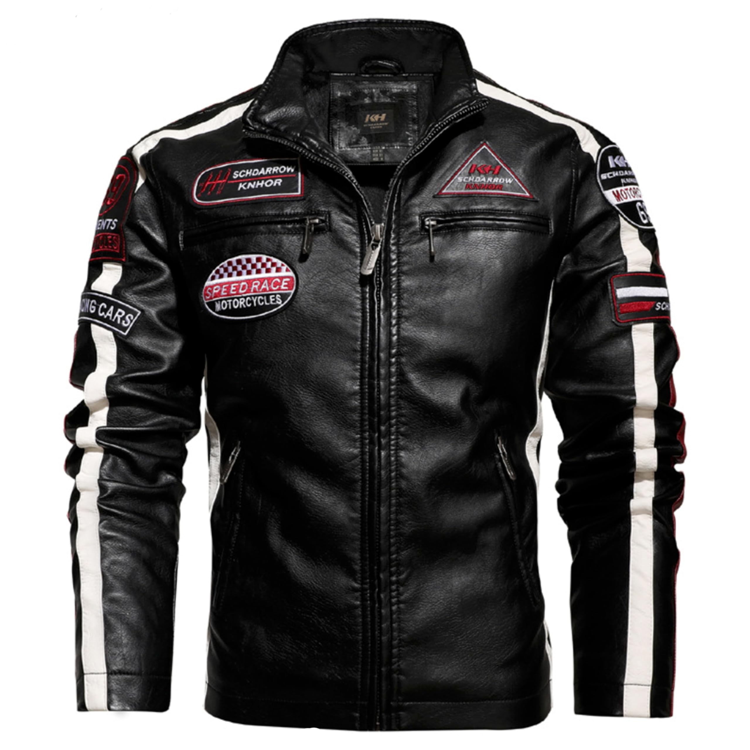 Chaqueta para Hombre de Piel sintética. Cazadora de Cuero sintético estilo Motero. Moda Casual de Cuero Vegano. Biker - Motociclista.