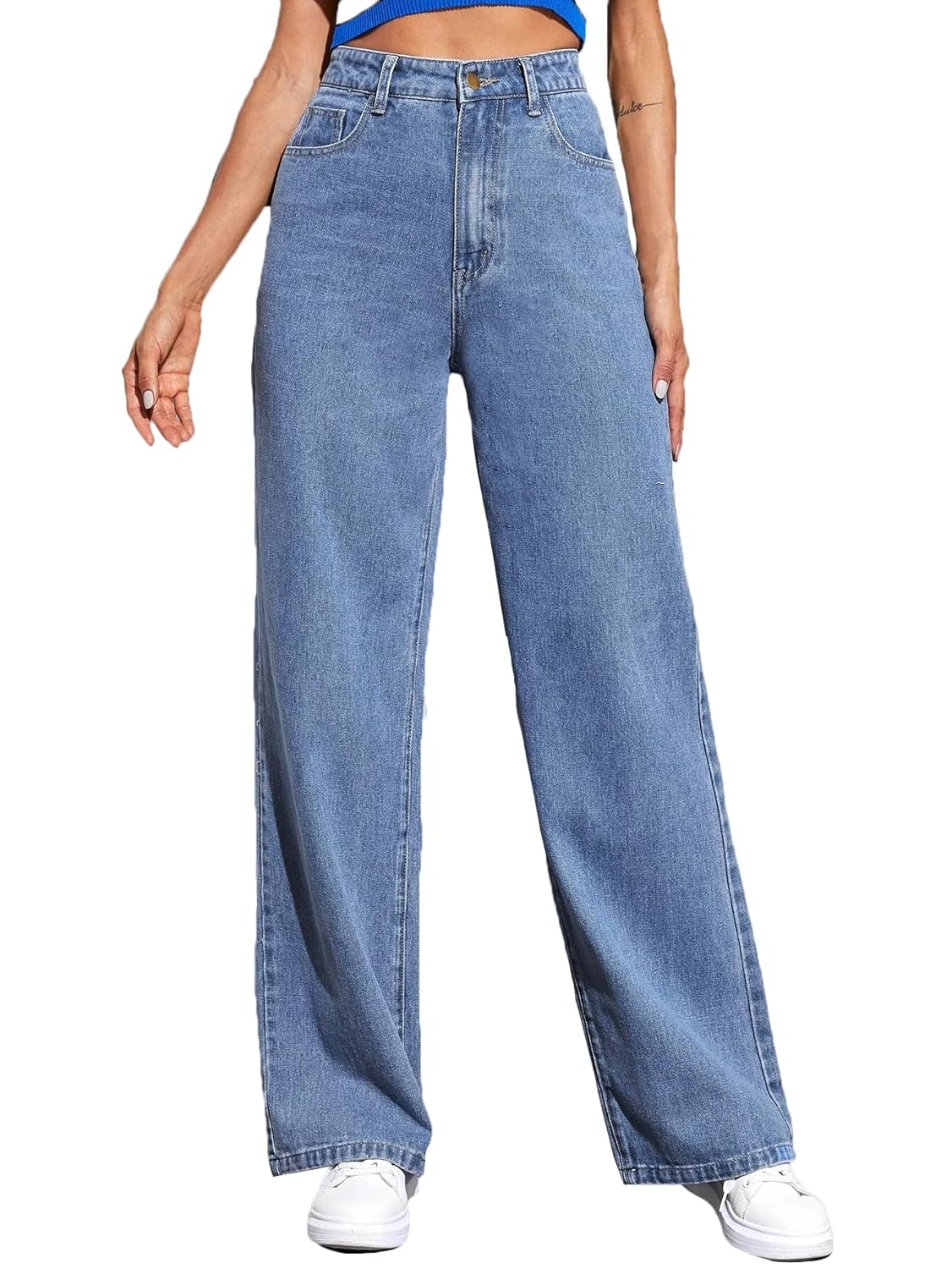 Buy dockstreet High Rise, Wide Leg, Baggy Fit, Korean Style Jeans 