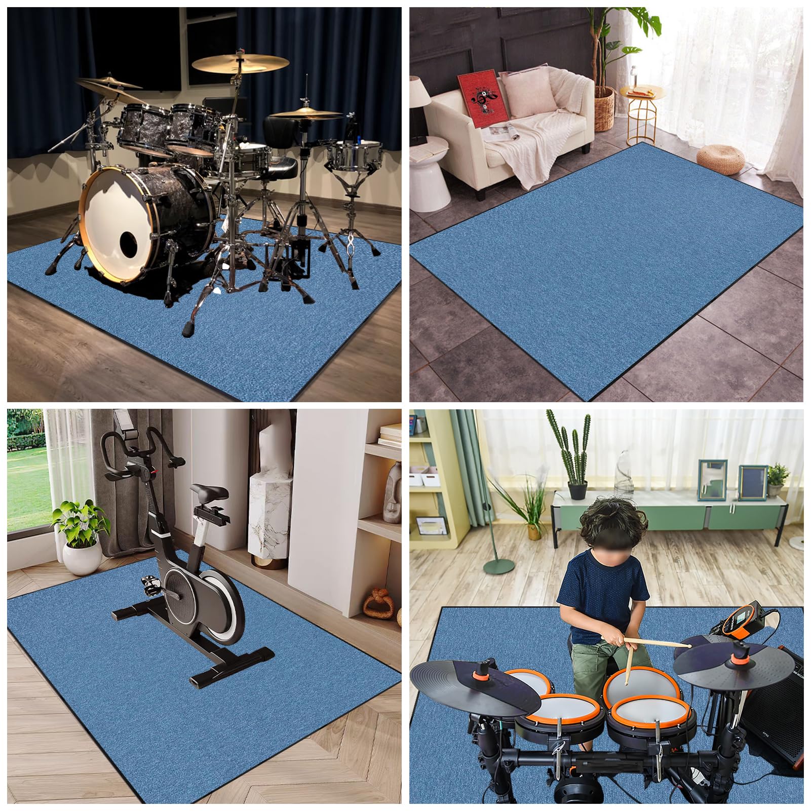 Alfombra Bateria Electronica, Alfombra para Batería Antideslizantes, Alfombra de Tambor, Alfombra Insonorizada para Caja Alfombrillas, Alfombras Batería Acústico 120 x 80 cm