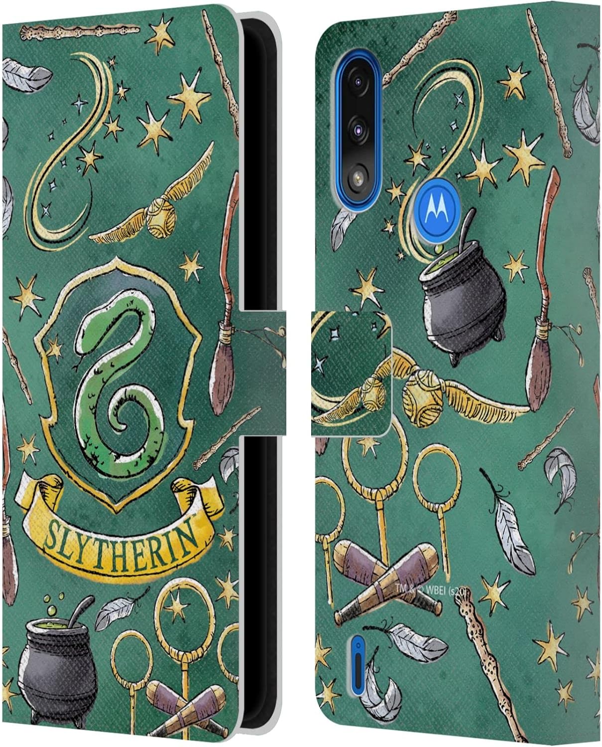 Head Case Designs Officially Licensed Harry Potter Hedwig Owl Pattern Deathly Hallows XIII Leather Book Wallet Case Cover Compatible with Moto E7 Power/Moto E7i Power