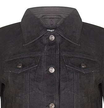 Black suède jacket / denim jacket Mens Vintage Short Denim Style Retro Real Suede Leather Jean