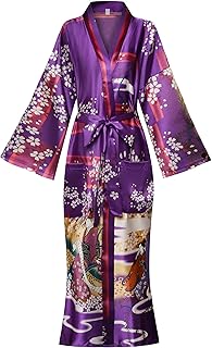 Women's Floral/Patterned Silky Kimono Robes Long Satin Bathrobes Sleepwear Loungewear - Buy now