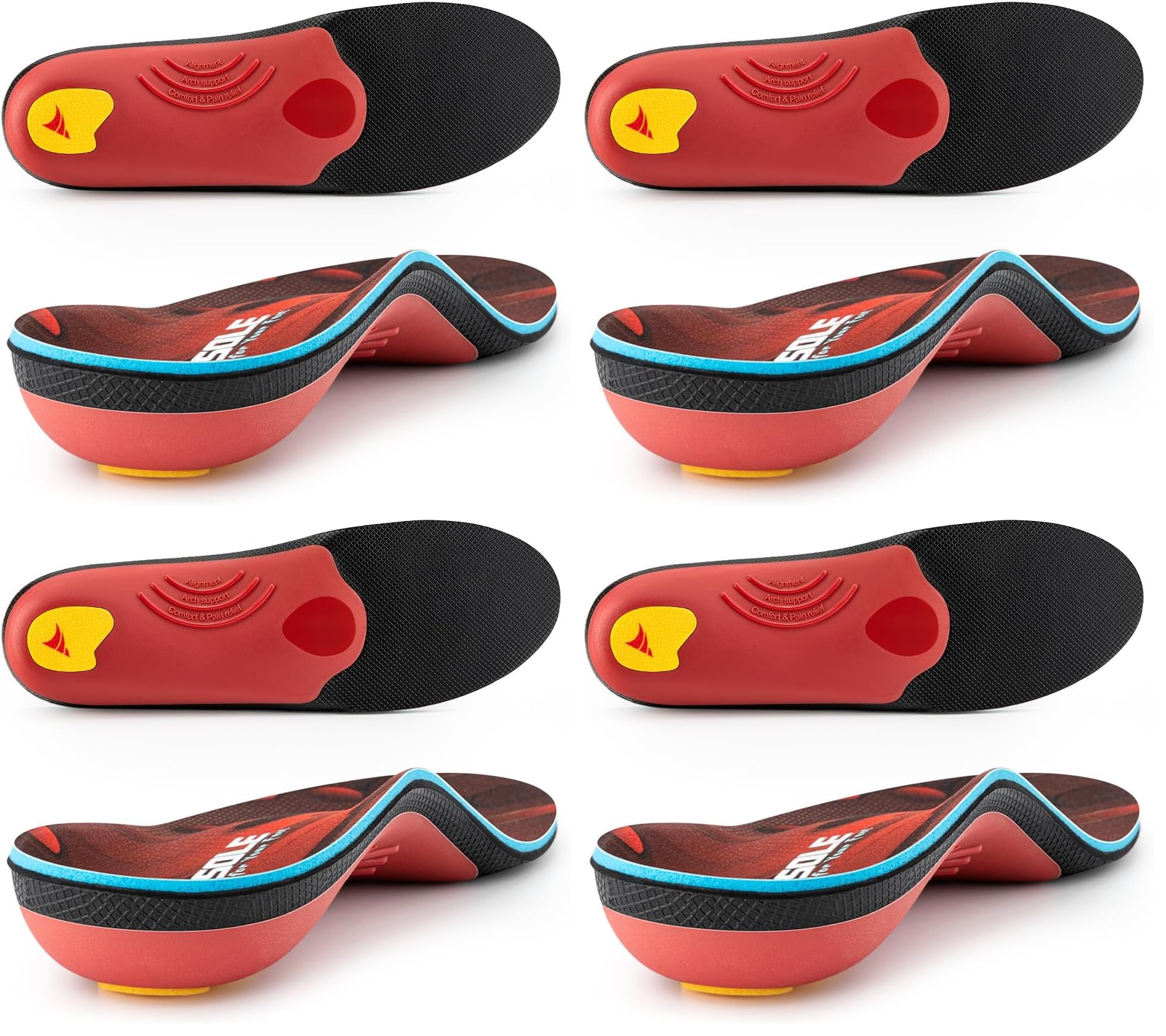 VALSOLE Orthopädische Einlegesohlen, Plantar Fasciitis Hohe Arch Support Schuheinlagen, Für Fersensporn,Plattfuß, Fußschmerz, Komfort Herren & Damen Einlegesohlen