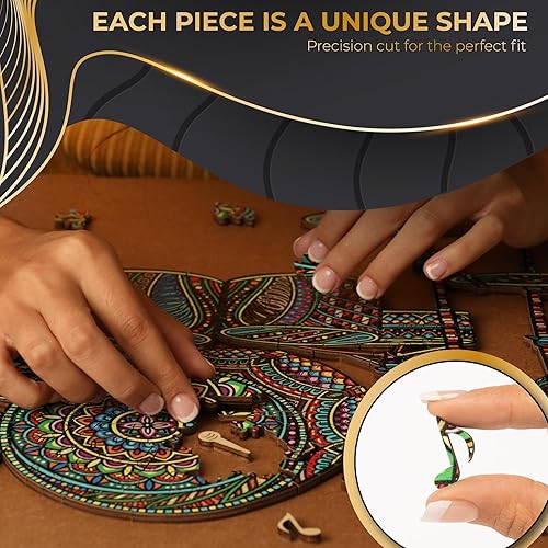 Miniatura 3 de ZenChalet - Rompecabezas de madera de 200 piezas - Rompecabezas de madera únicos para adultos, rompecabezas de cerebro genial - Rompecabezas de