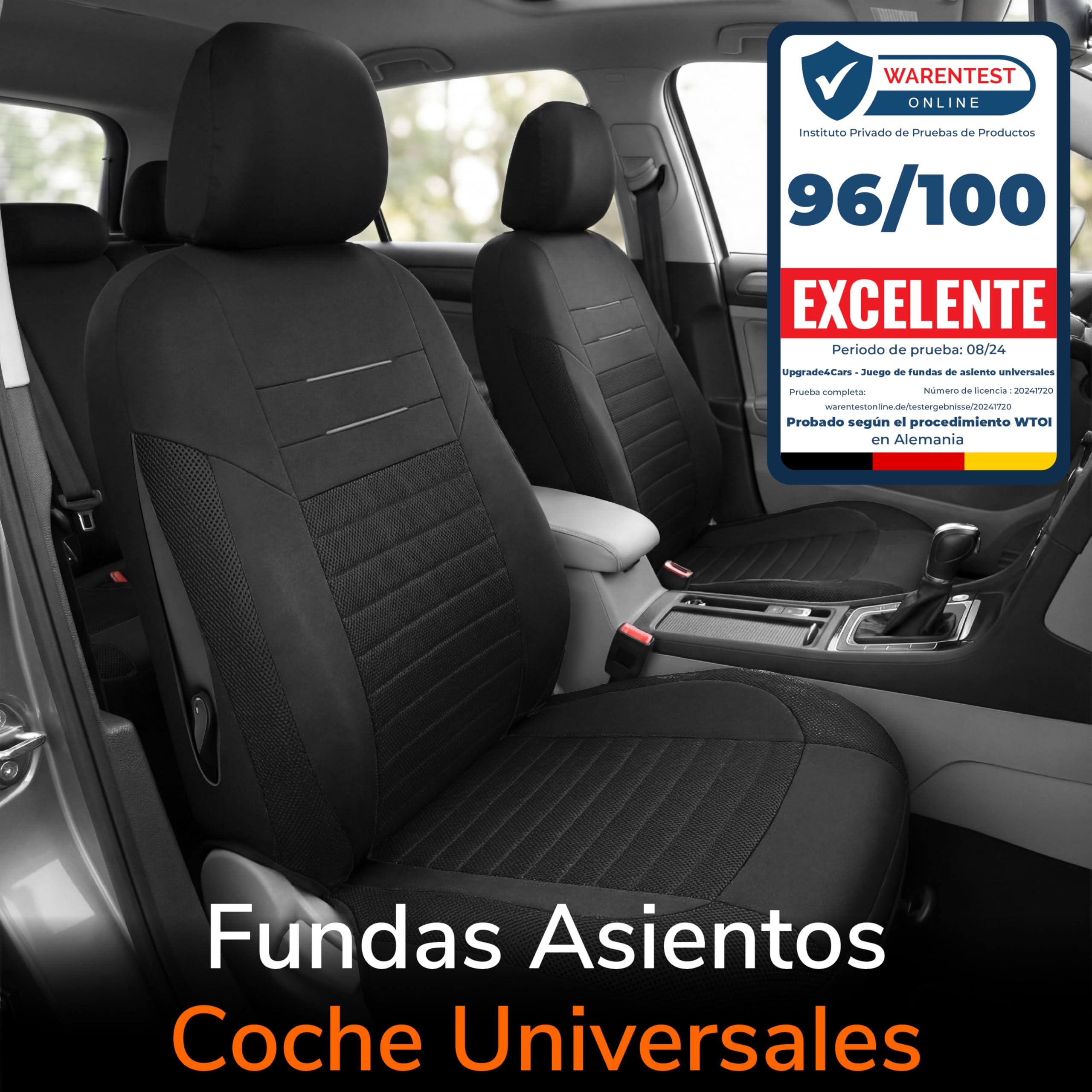 Upgrade4cars Fundas Asientos Set Universal Versión 2026 | Protectores Delanteros y Trasero | Accesorios Coches Interior Decoración