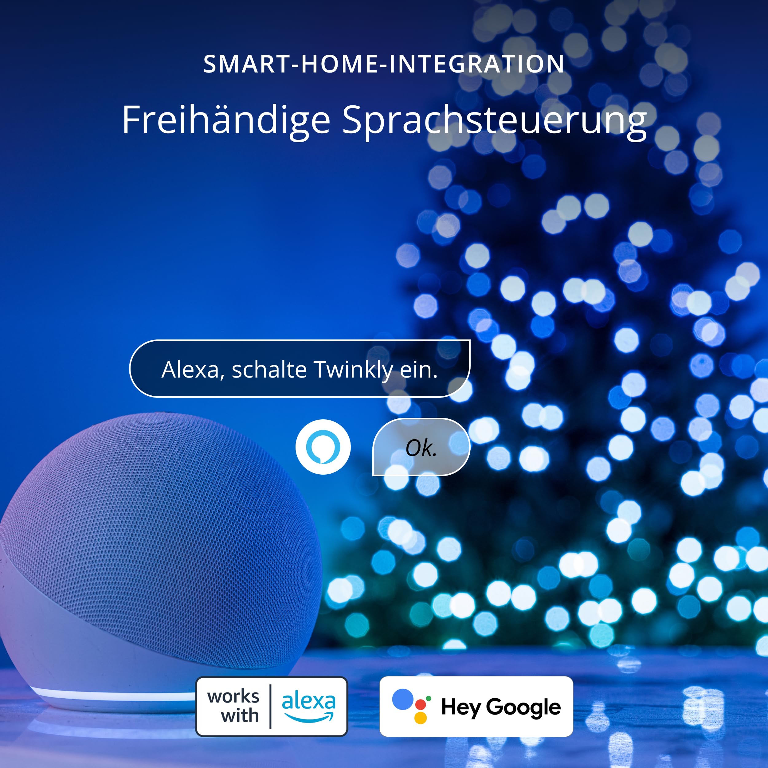 Twinkly Strings 400 LED RGB+ Weiß, LED-Lichterkette, Smarte LEDs für den Innen- und Außenbereich, Kompatibel mit Alexa und Google Home, IP44, App-Steuerung, Schwarzes Kabel, 32m