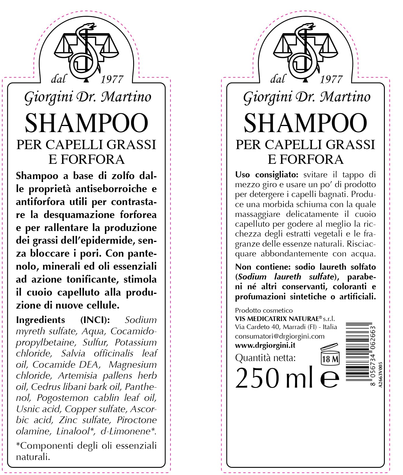 Dr. Giorgini szampon do włosów tłustych i łupieżu – 250 ml