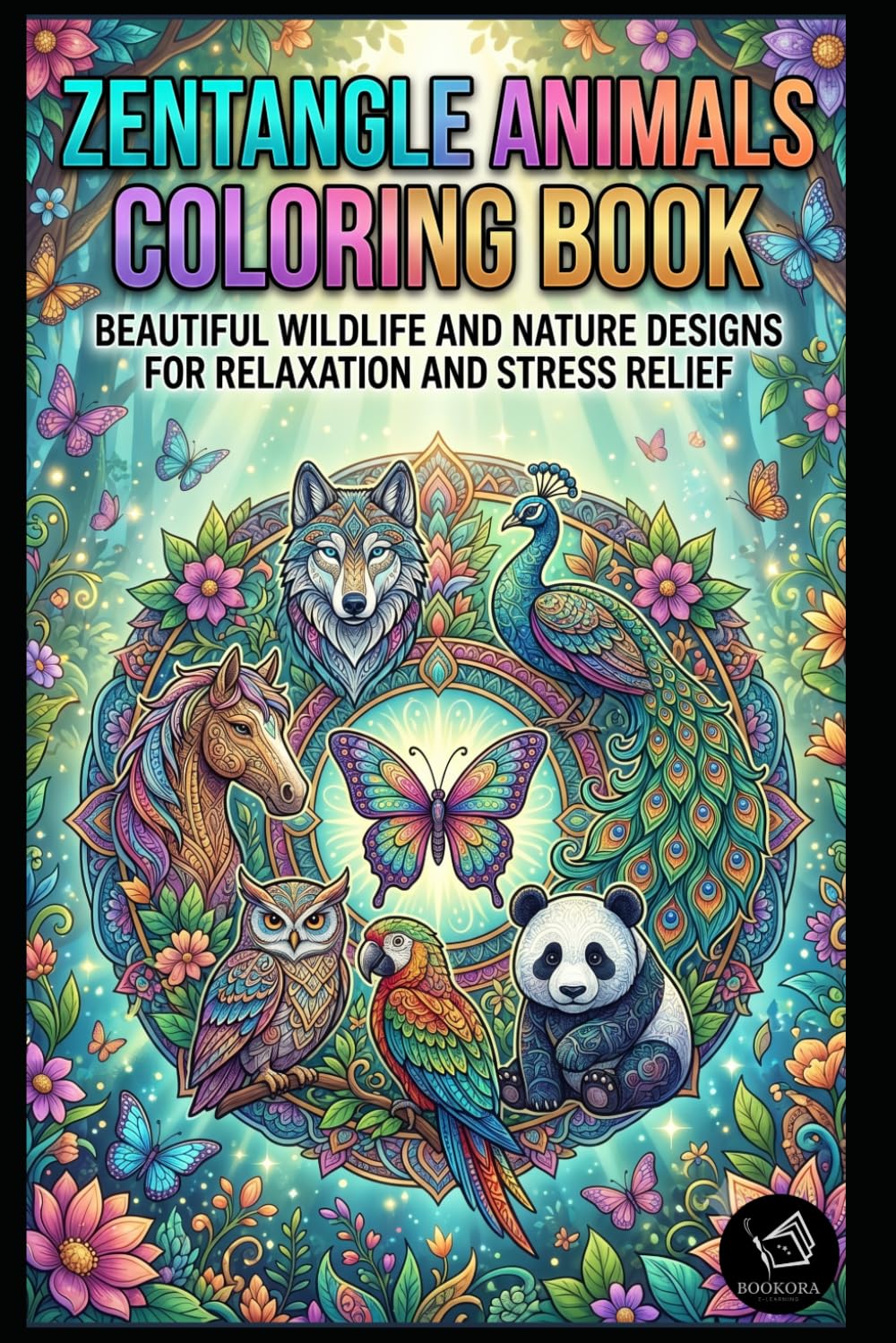Zentangle Animals Coloring Book for Adults: Beautiful Wildlife, Cute Animals, Birds, and Nature Designs for Relaxation, Mindfulness, and Stress ... Zentangle Patterns, Forest Creatures