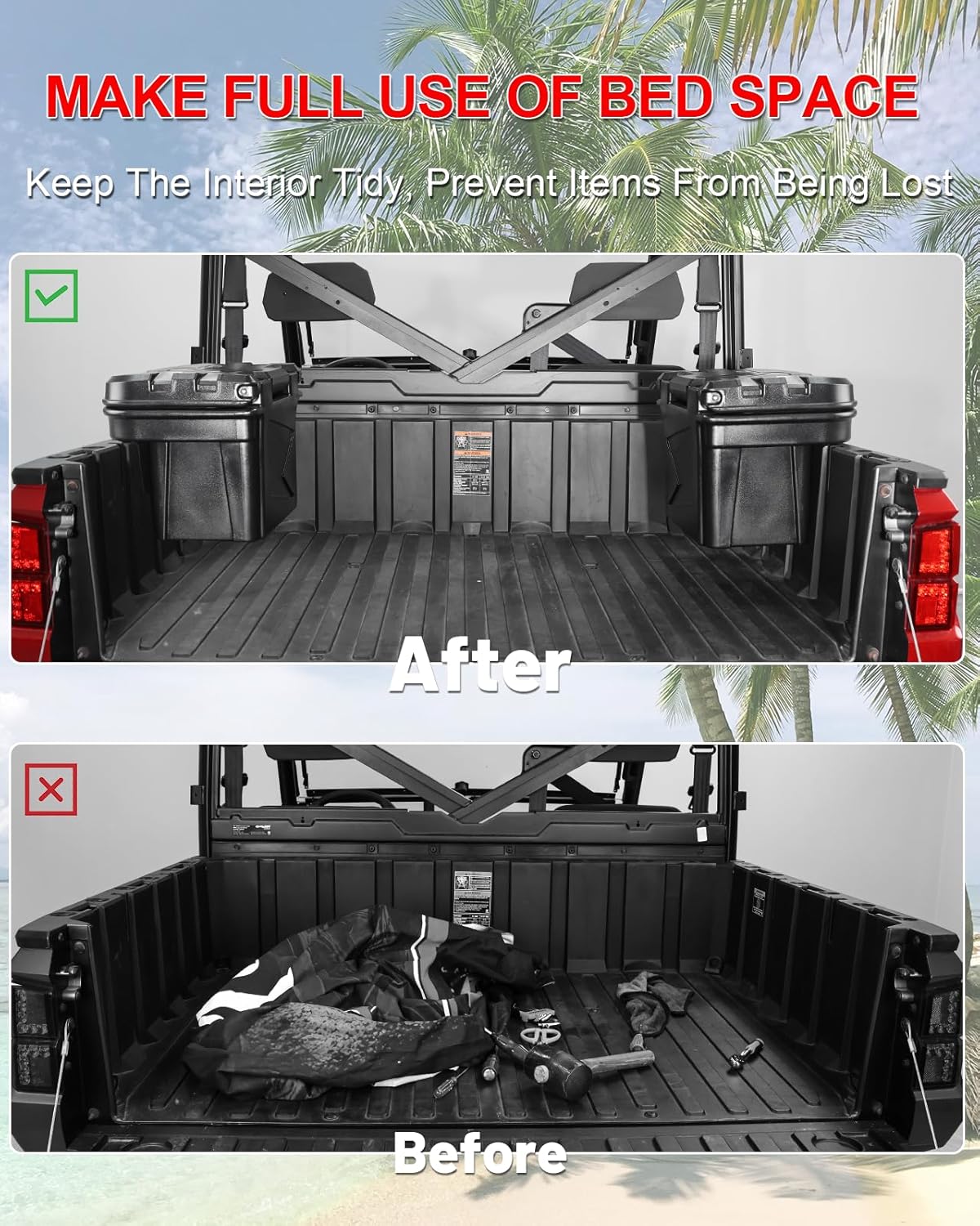 StarknightMT Ranger XP 1000 Bed Box and Vented Front Windshield Compatible with Polaris Ranger XP 1000/ Crew XP 1000 2017-2025, Ranger 1000/ Crew 1000 2020-2025