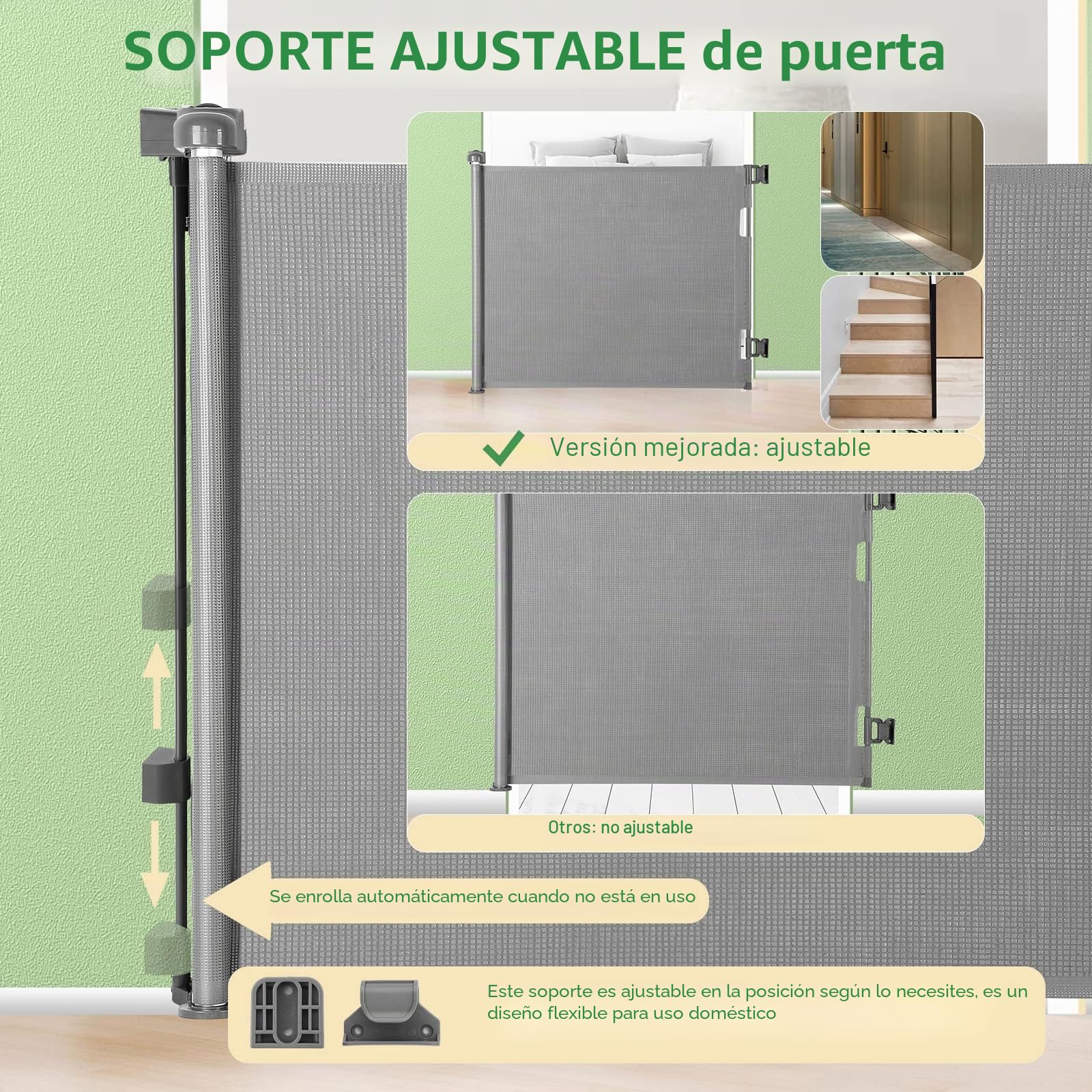 Puerta Seguridad Bebé Extensibles, 0-140 cm Barrera Seguridad Niños y Perros, Vallas de Seguridad para Niños Escaleras y Pasillos, Interiores y Exteriores (Gris)