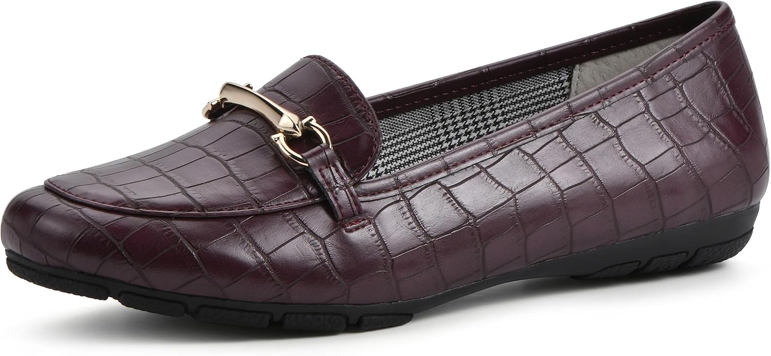 CLIFFS BY WHITE MOUNTAIN Women's Shoes Glowing Loafer Flat, Burgundy/Croco/Print, 7 M