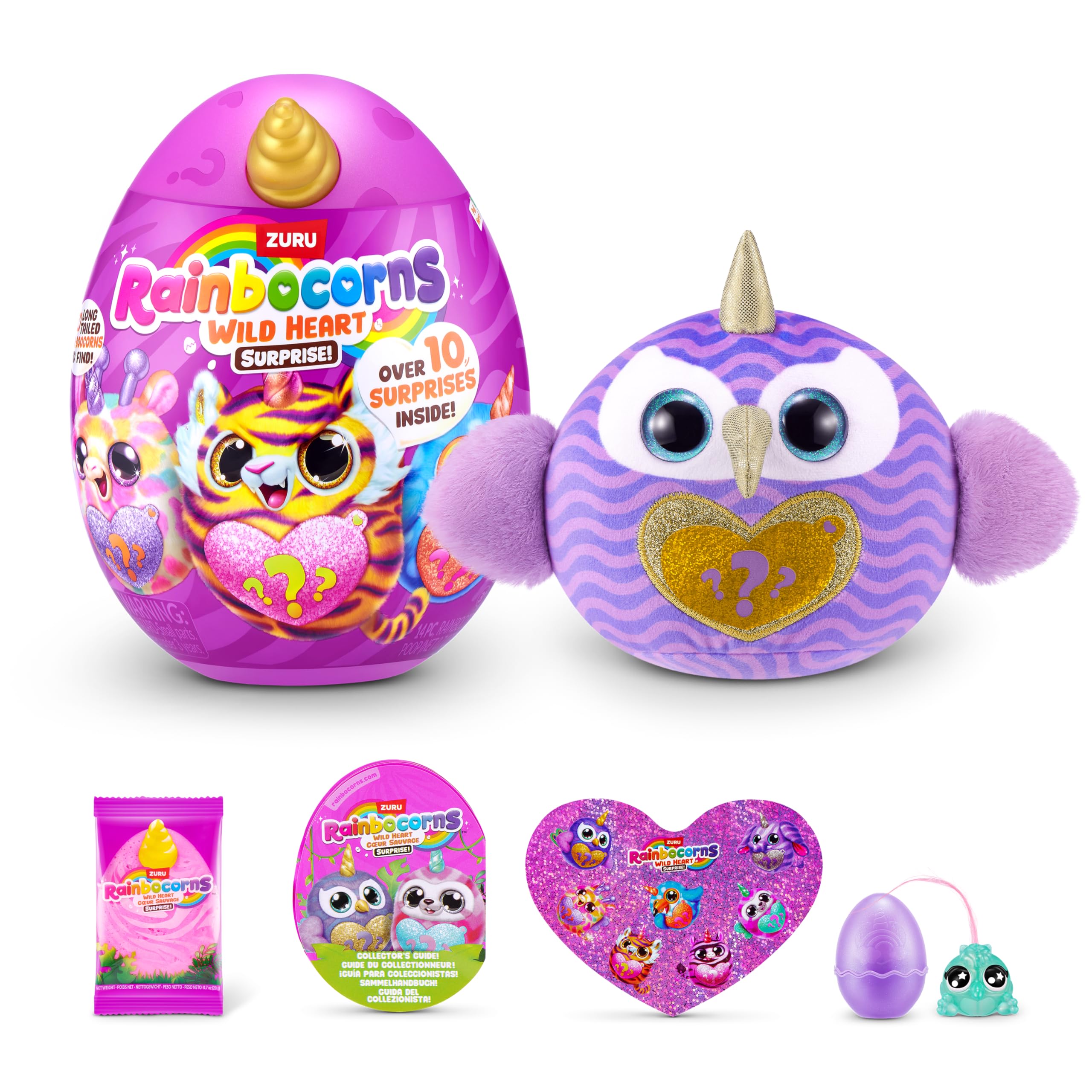 Rainbocorns Wild Heart Surprise (Peacock) by ZURU - Collectible Plush Toy with Surprises, Mystery Egg for Girls & Boys Ages 3+